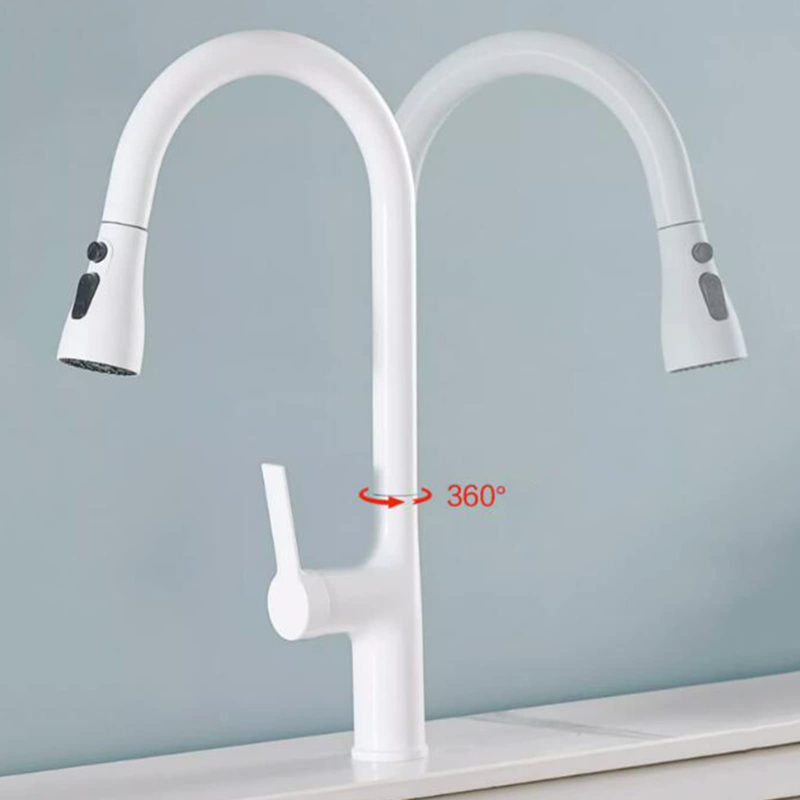 Stainless Steel Pull Down Kitchen Faucet with Swivel Spout & Sprayer - Hot & Cold Water Mixer Tap for Sink - Perfect for Modern Kitchens, Dishwashing & Food Prep
