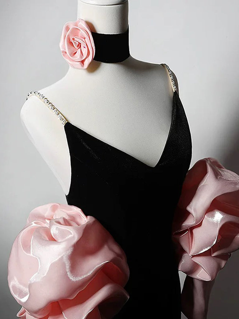 Elegant Black Velvet Mermaid V-Neck Long Prom Dress for Women - Perfect for Evening Parties, Homecoming, and Formal Events
