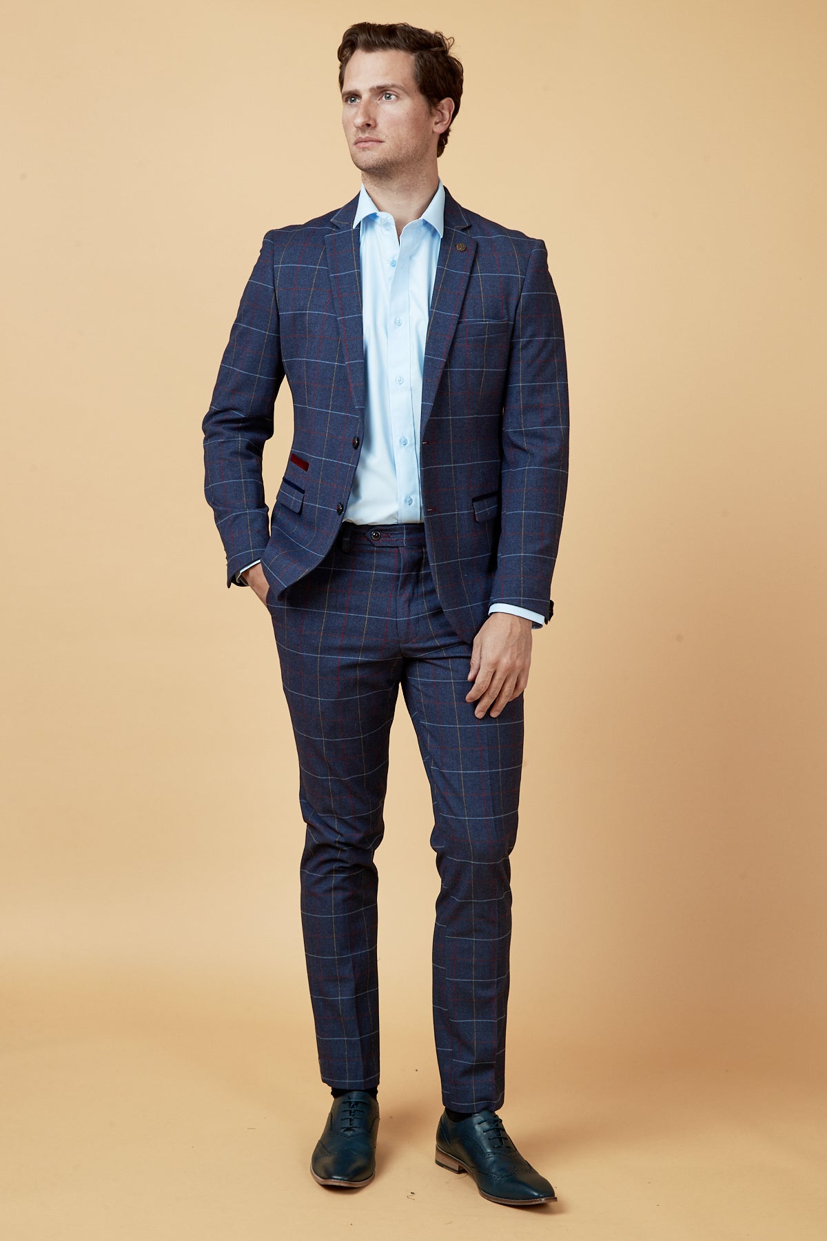Drake Navy Check Blazer for Men - Classic Slim Fit Wool Blend Sport Coat - Perfect for Business, Weddings & Formal Events