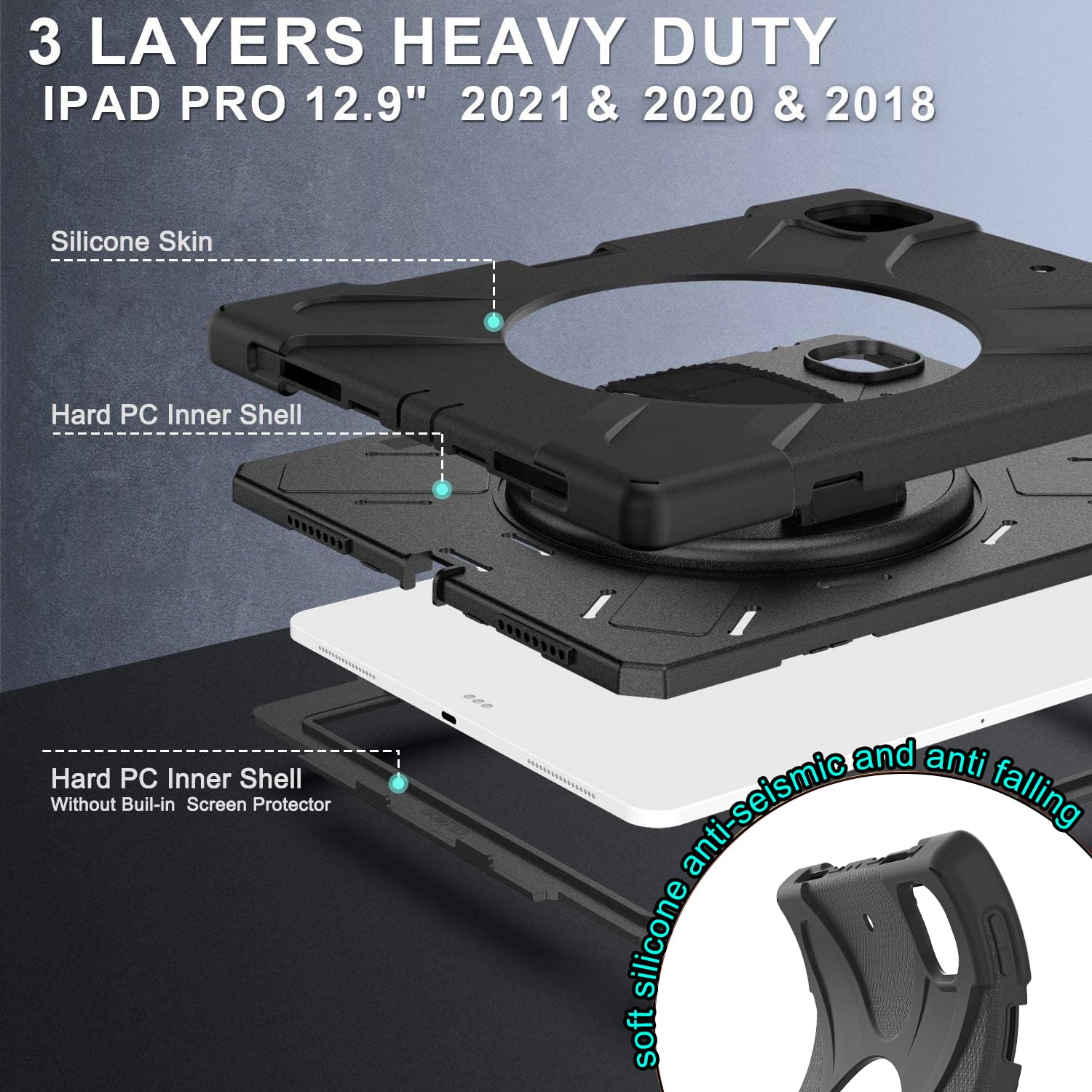 DreamerX 360° Rotating Stand Case for iPad Air 13 Inch (2024/2025) & iPad Pro 12.9