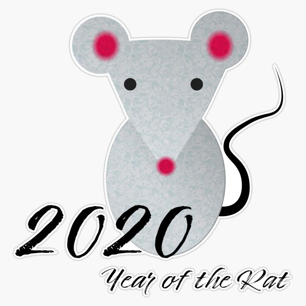 2020 Year of The Rat Vinyl Stickers - Waterproof Decal for Car, Laptop, Bumper - 5 Inch Cute Stickers - Perfect for Chinese New Year Decorations, DIY Crafts, and Personalizing Your Belongings