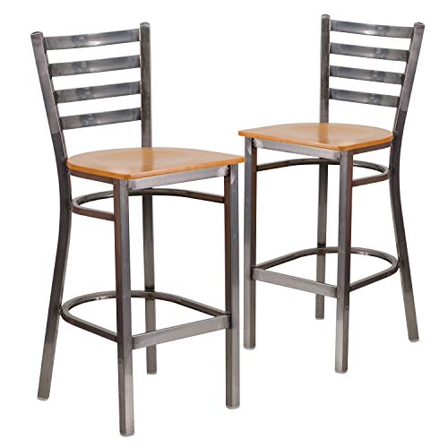 Natural Wood Seat/Clear Coated Metal Frame