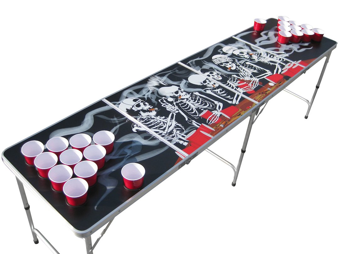 Portable Pong Table with Cup Holders - Perfect for Football Tailgating, Camping, Halloween Party Games & Outdoor Decorations - Fun Drinking Game for Adults & Backyard Entertainment