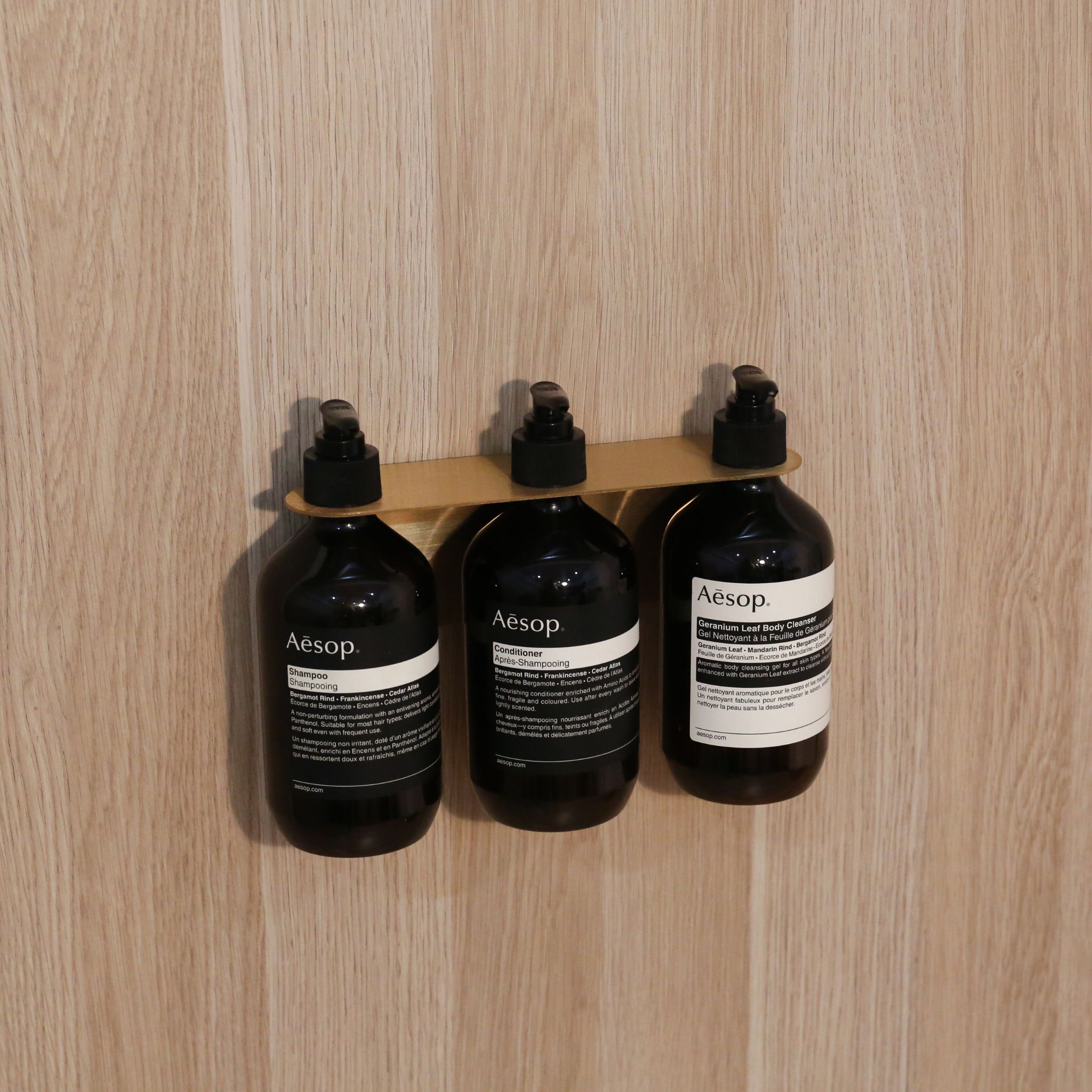 Floating Triple Soap Dispenser Holder - Brushed Brass Finish | Modern Bathroom Organizer for Soap, Lotion & Shampoo | Perfect for Vanity, Spa & Guest Bathroom Decor