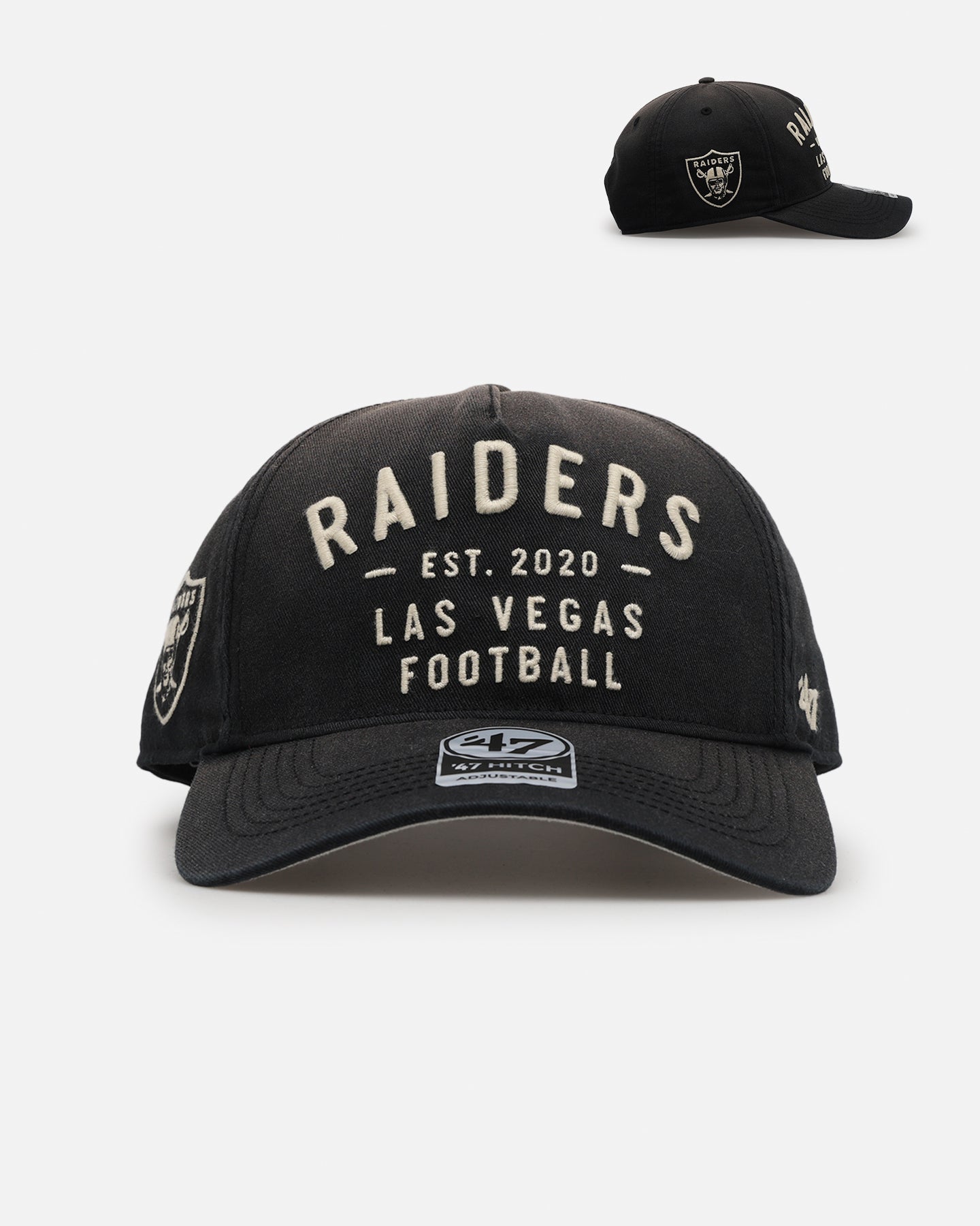 47 Brand Las Vegas Raiders 'Dusted Hitch' Snapback Hat - Black Adjustable Baseball Cap for Men & Women - Perfect for Game Day, Sports Events & Casual Wear