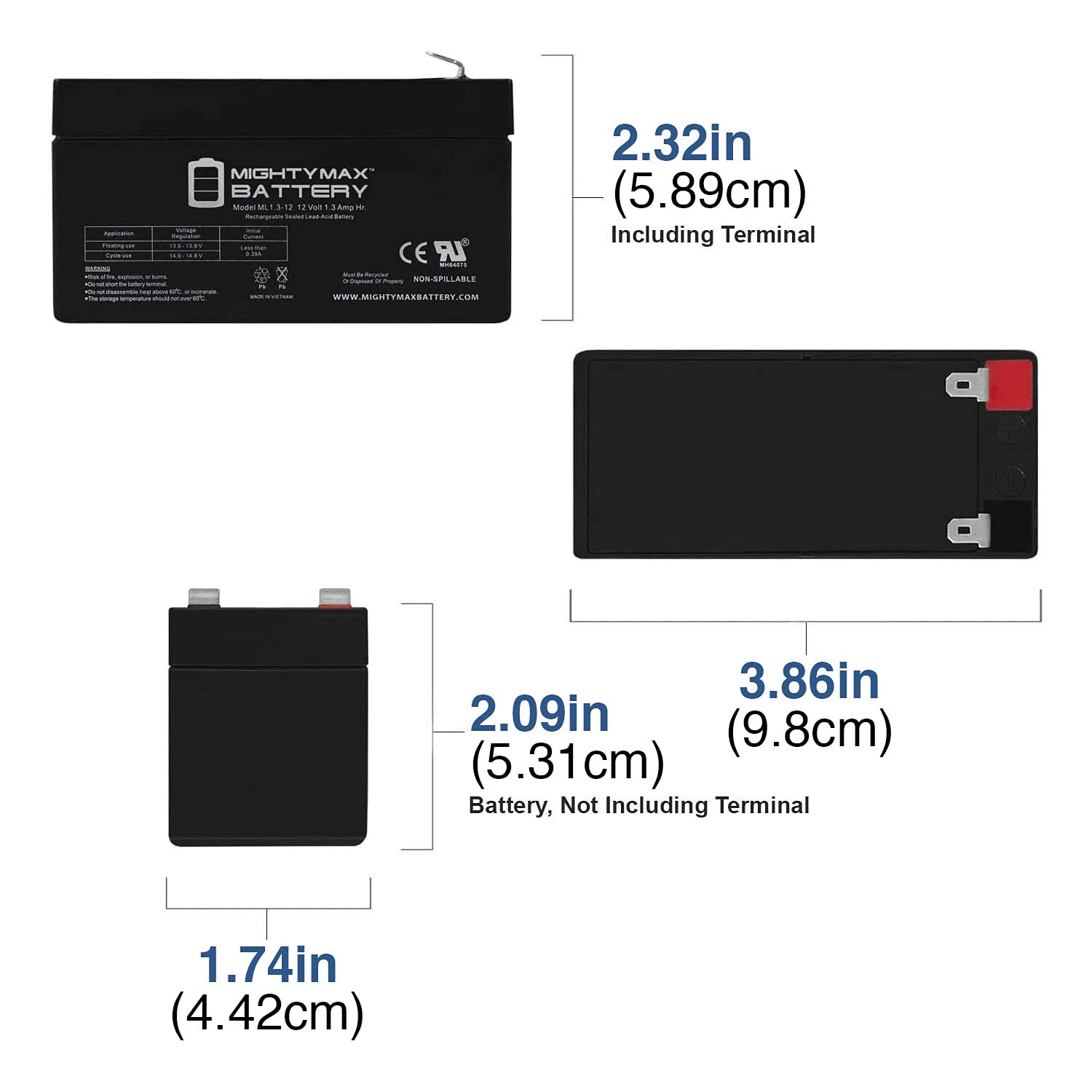 Mighty Max 12V 1.3Ah Rechargeable Battery 3-Pack - Compatible with BSL1005, BD1.2-12 - Perfect for Power Tools, Emergency Lights & Security Systems