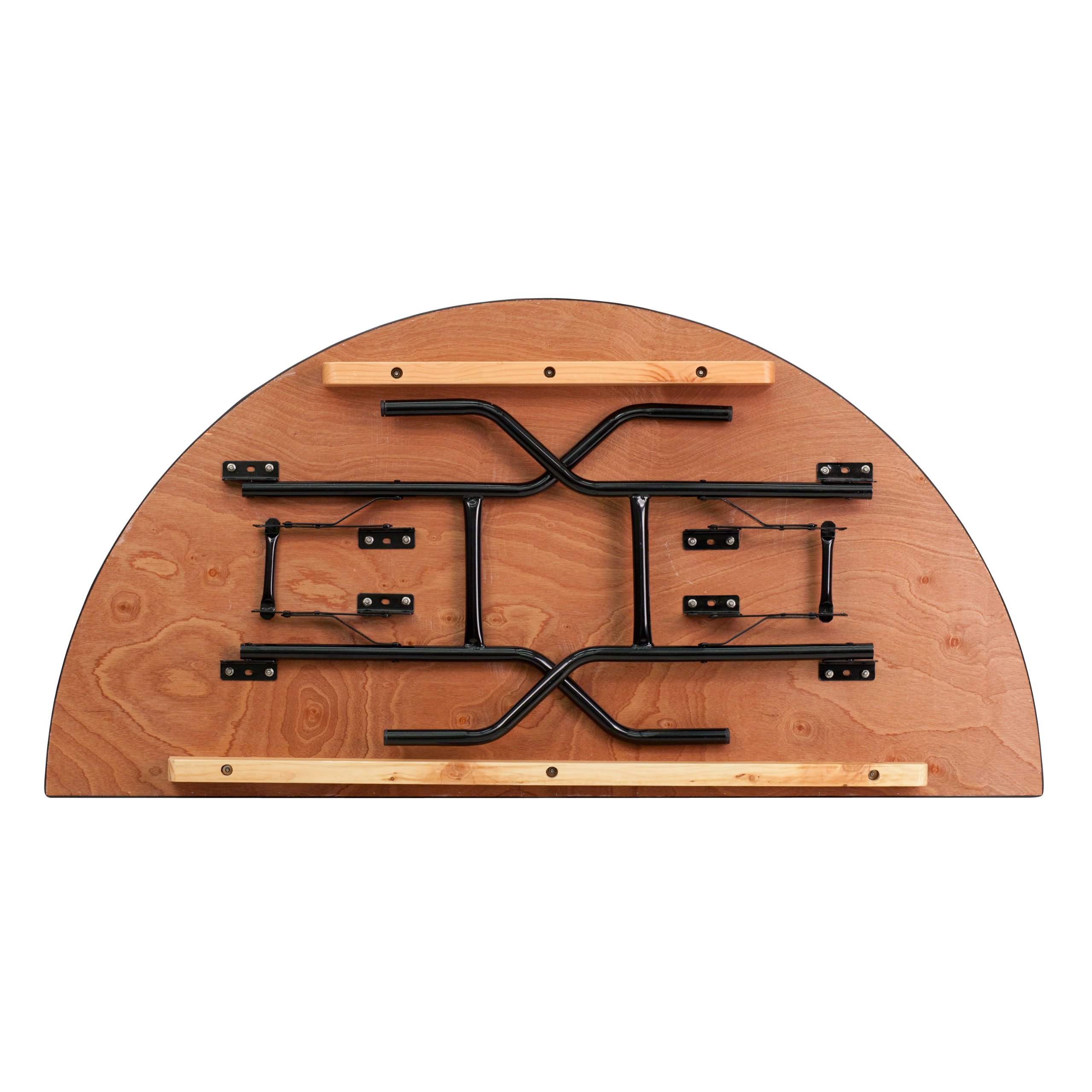 5-Foot Half-Round Wood Folding Banquet Table - Sturdy Portable Event & Catering Table for Weddings, Parties & Outdoor Gatherings