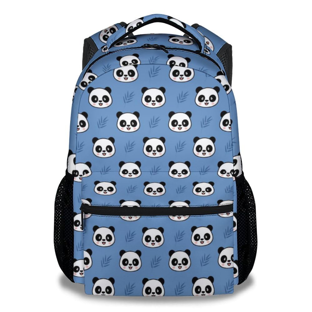 Cute Panda Backpack for Girls - 16 Inch Lightweight School Bookbag for Elementary Students - Blue Cartoon Kids Backpack for Daily Use, Travel & School Supplies Storage