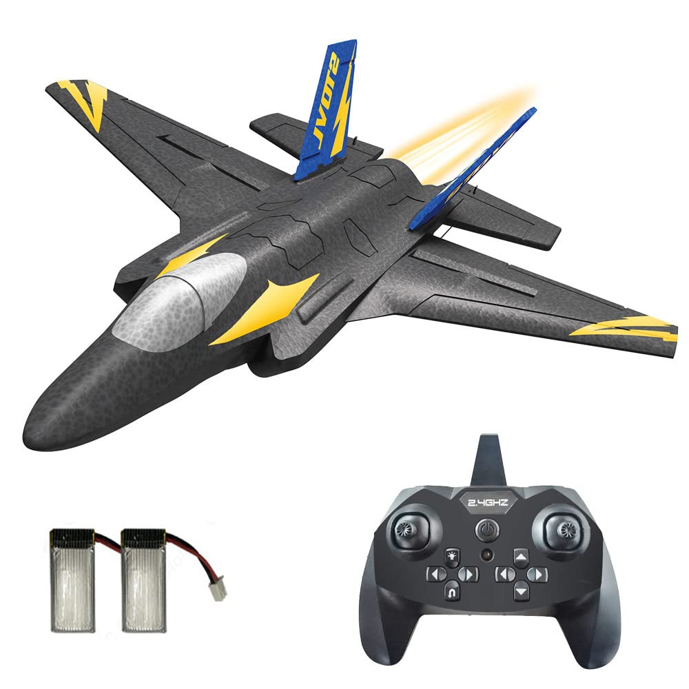 ZAVEIOP F-35 Adult Remote Control Airplane - 4 Channel RC Aircraft with LED Lights, Dual Speed Modes & Built-in Gyroscope - Includes 2 Rechargeable Batteries - Perfect for Beginners & Hobbyists - Great for Outdoor Flying, Backyard Fun & RC Aviation Enthusiasts