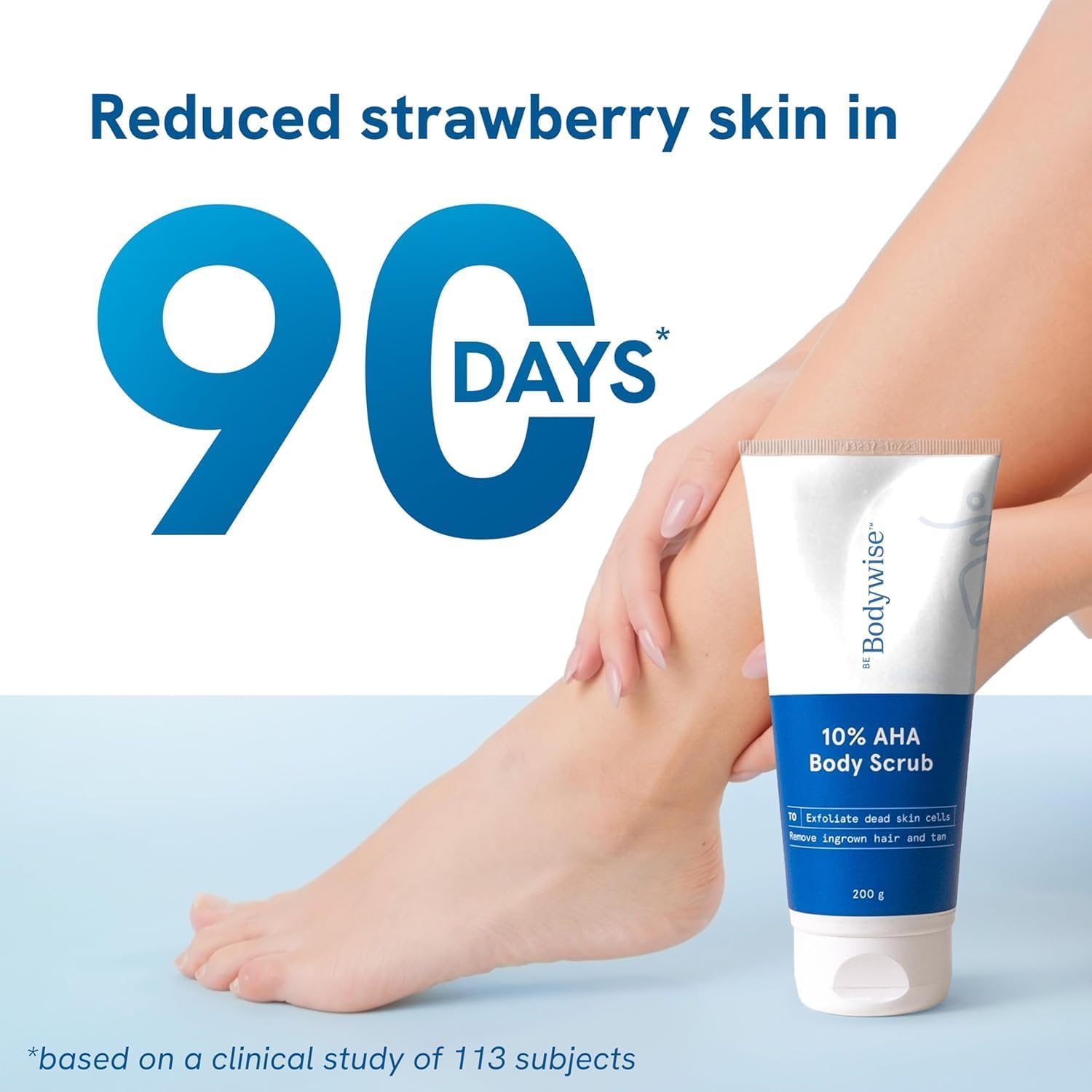 Body'wise 10% Lactic Acid AHA Exfoliating Body Scrub - Tan Removal, Soft & Smooth Skin Treatment - Perfect for Post-Sun Care & Daily Body Exfoliation