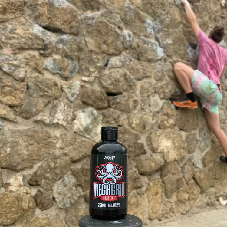 AK 47 Labs Mega Grip Liquid Chalk 250ml - Premium Non-Slip Grip Enhancer for Weightlifting, Rock Climbing & CrossFit - Sweat-Proof & Long-Lasting Performance Chalk for Gym, Powerlifting & Sports Training