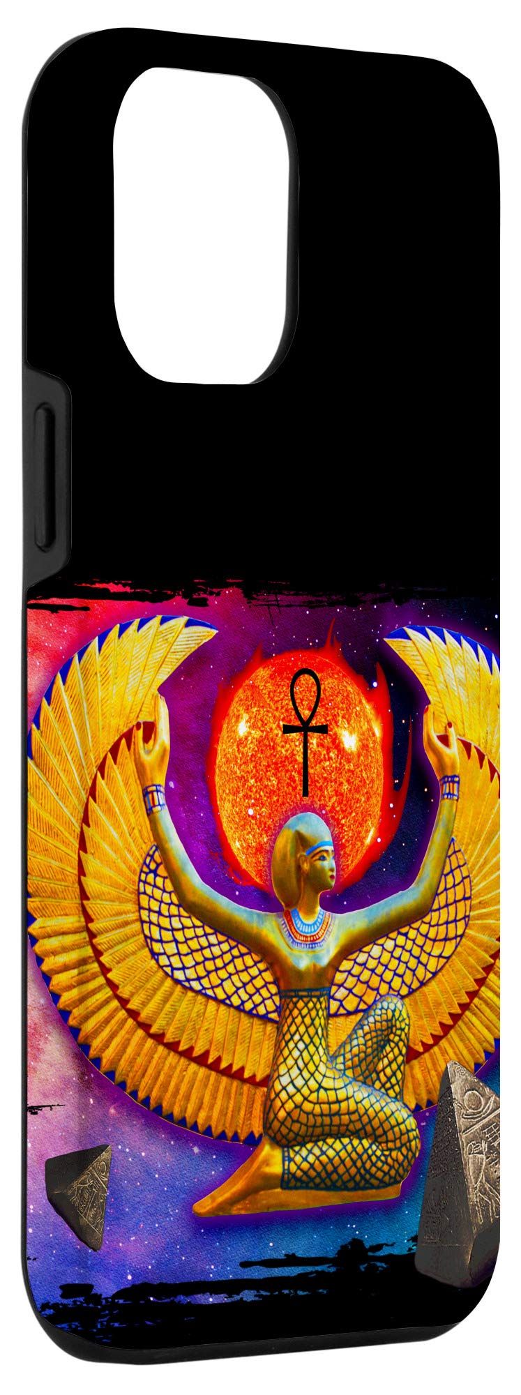 iPhone 12 Pro Max Case - Egyptian Goddess Isis Gold Pyramid Design | Protective Phone Cover for Travel, Work & Everyday Use