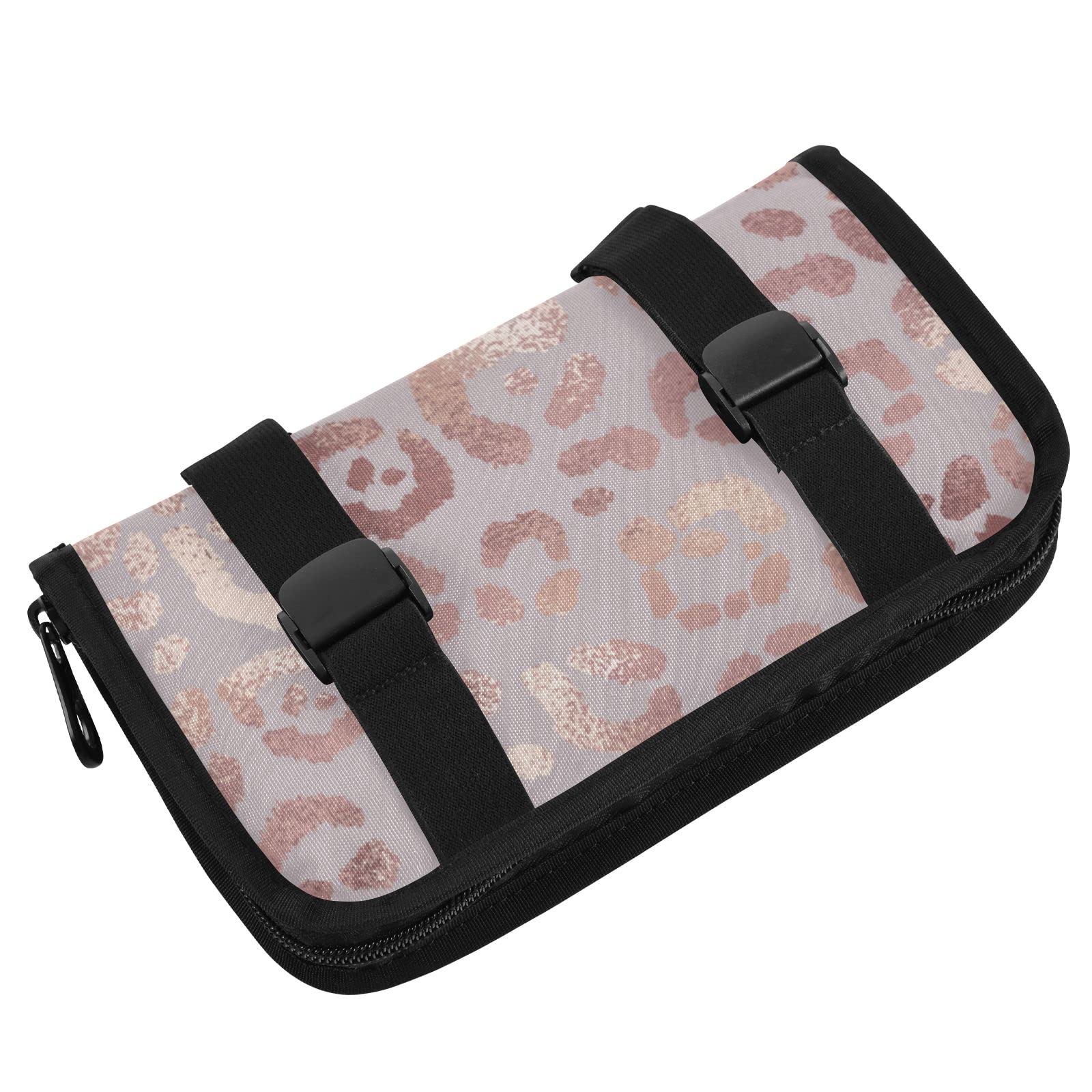 Rose Gold Leopard Print Car Tissue Holder - Adjustable Sun Visor Napkin Dispenser with Zipper for Front Seat & Backseat | Car Accessories for Travel, Commuting & Road Trips