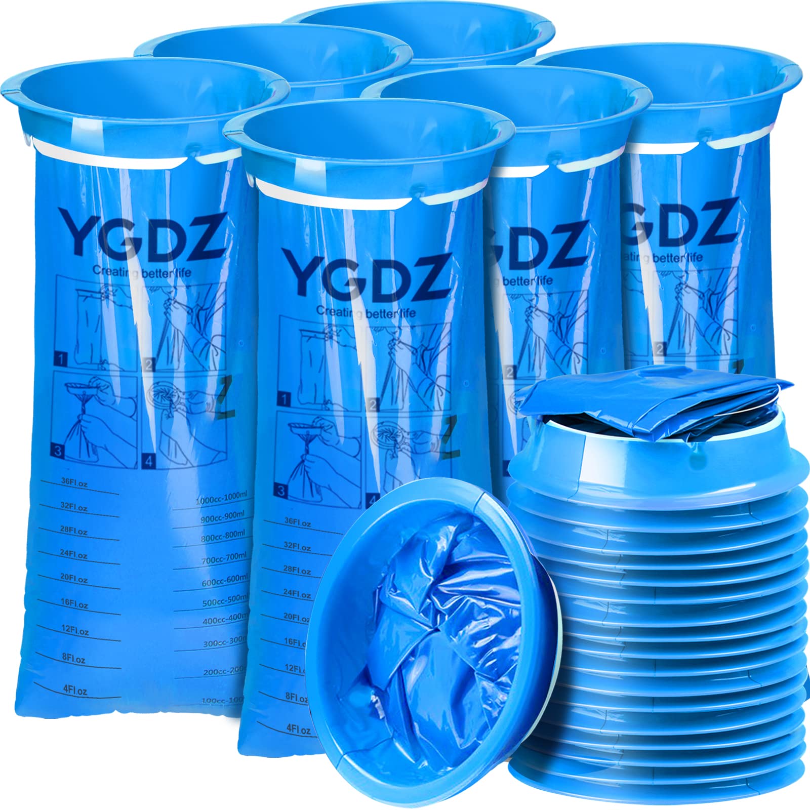 **YGDZ 24 Pack Disposable Vomit Bags - 1000ml Motion Sickness & Nausea Relief for Travel, Car, Airplane & Boat - Leakproof Barf Bags for Adults & Kids**