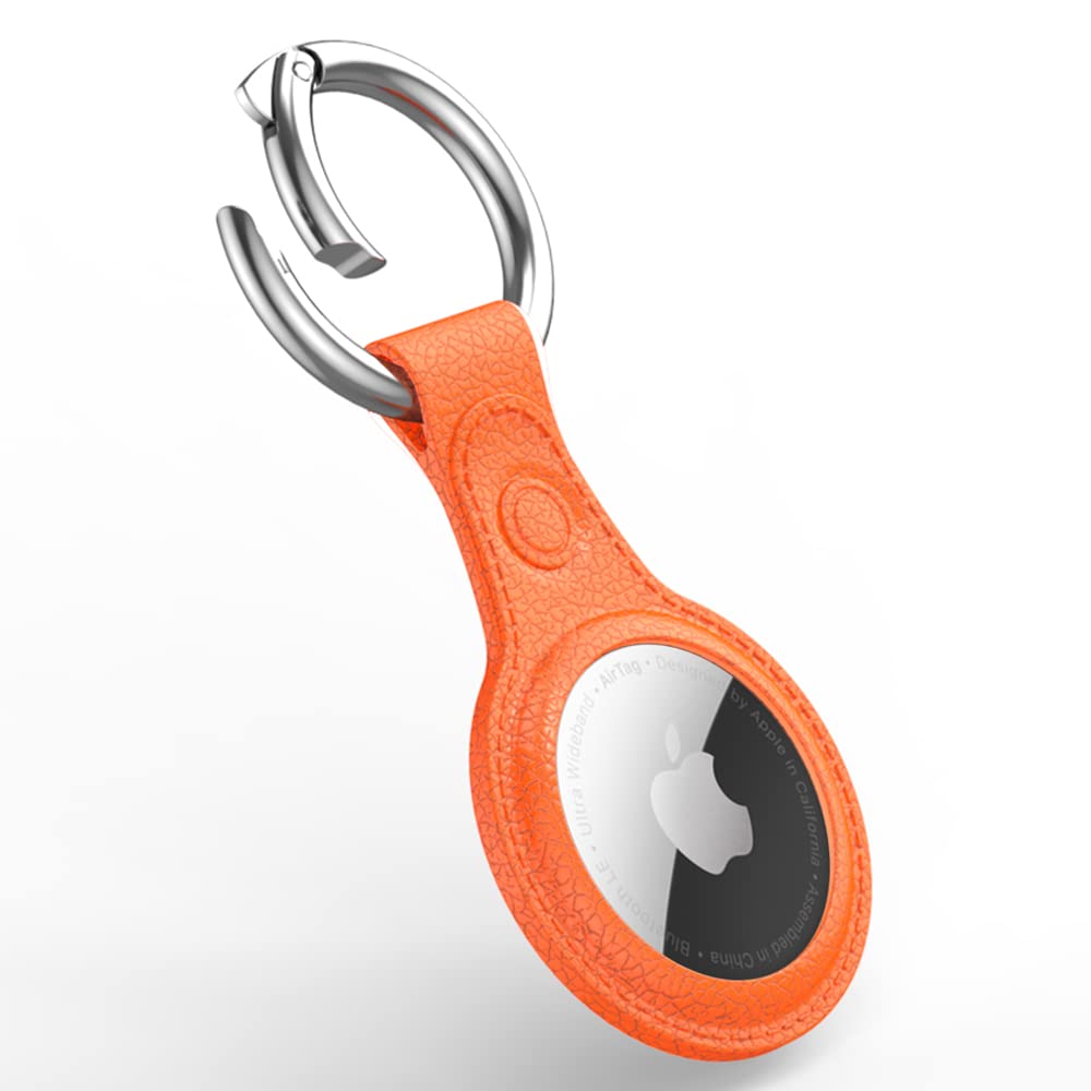 **Durable TPU Protective Case for Apple AirTag (2021) - Anti-Lost Bluetooth Tracker Cover with Keychain Ring for Pets, Keys, Backpacks & Luggage - Perfect for Travel, Hiking & Daily Use (Orange)**