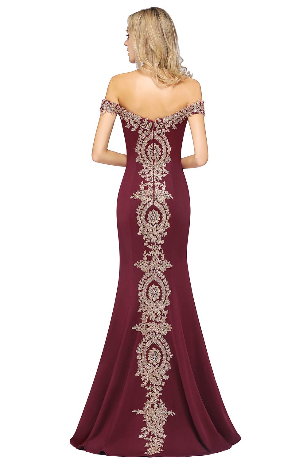 Elegant Gold Appliques Off-Shoulder Mermaid Prom Dress for Women - Formal Evening Gown for Homecoming, Pageant & Special Occasions