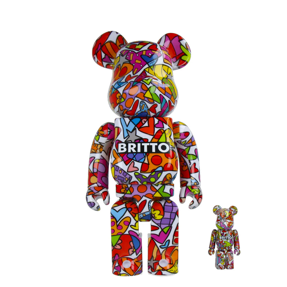 400% + 100% Bearbrick Romero Britto Heart Art Toy - Limited Edition Collectible Vinyl Figure for Home Decor, Office Display & Gift Giving