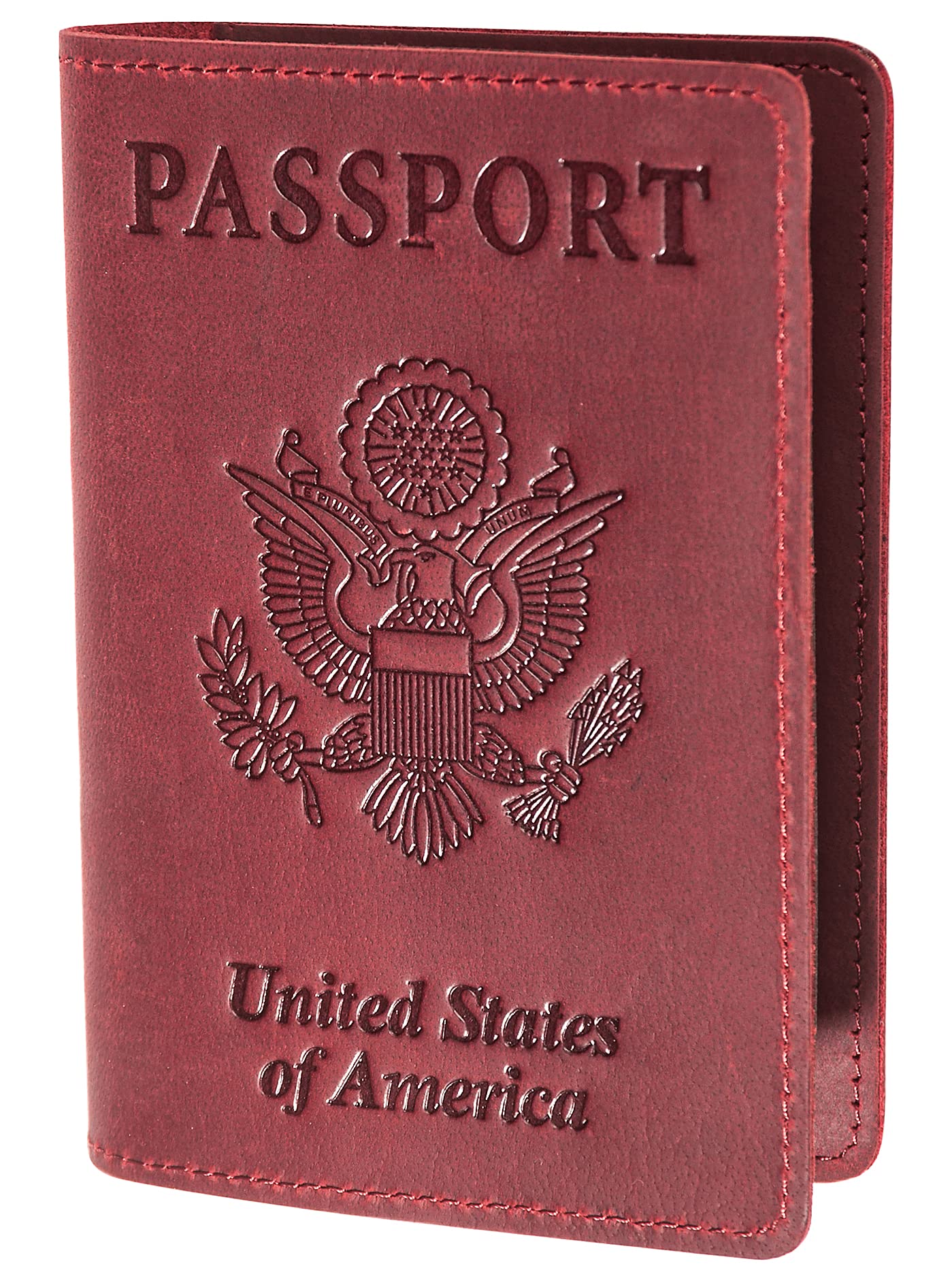 RFID-Blocking Genuine Leather Passport Holder Wallet - Slim Travel Document Organizer for Men & Women with Multiple Card Slots (Wine Red) | Perfect for International Travel, Business Trips & Vacation Security