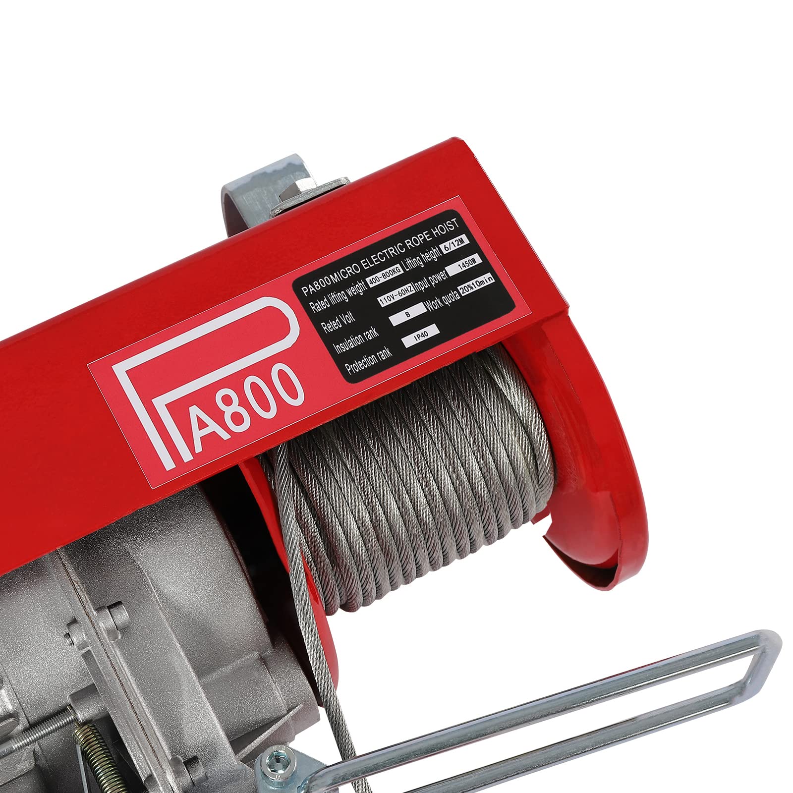 480W Electric Hoist Winch with Remote Control - 440lbs Lifting Capacity, 110V Heavy Duty Lift for Garage, Warehouse & Construction - Includes Single/Double Slings for Safe Material Handling