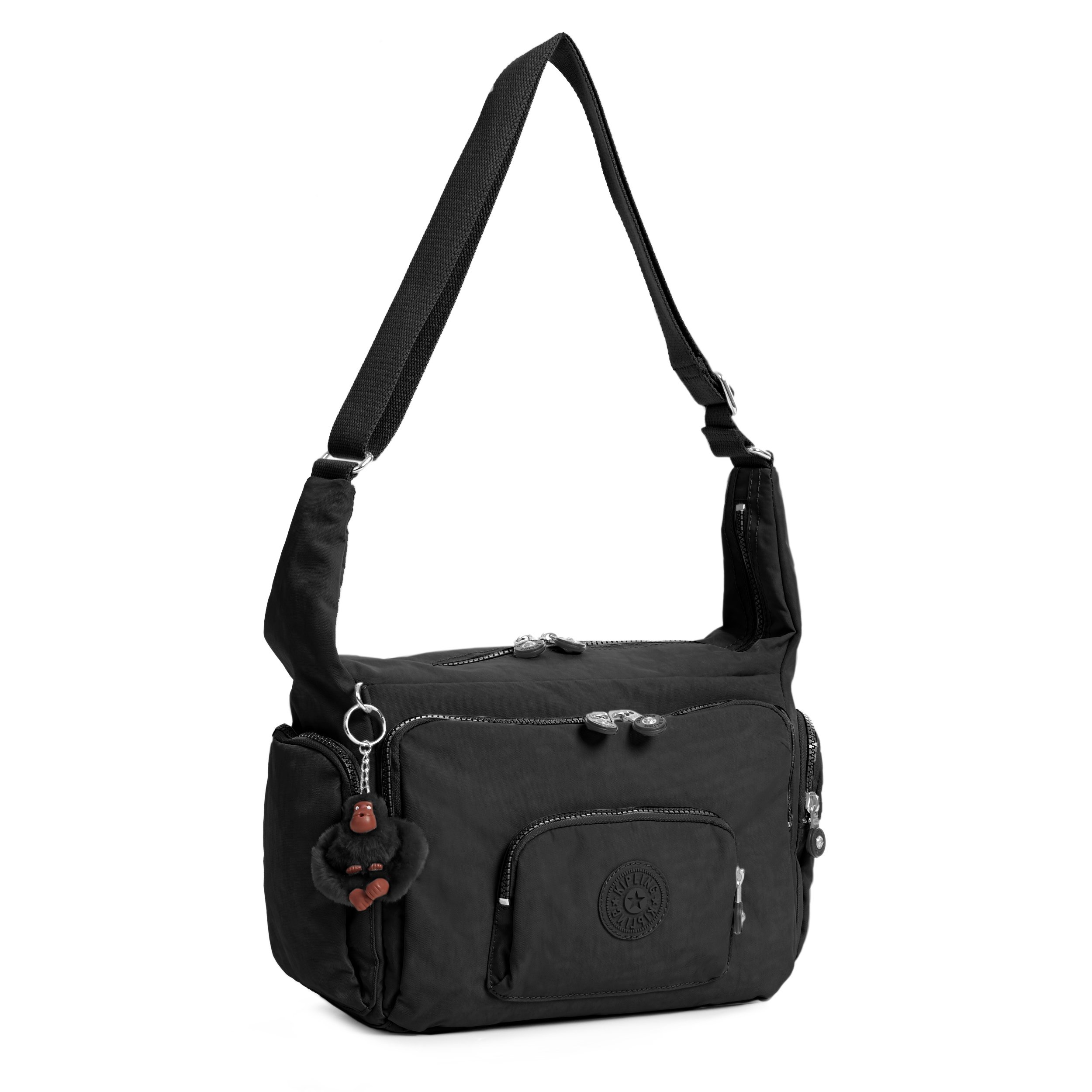 Kipling Women's Erica Black Tonal Crossbody Bag - Lightweight Travel Purse for Everyday Use, Work & Shopping | Adjustable Strap & Spacious Design | One Size Fits All