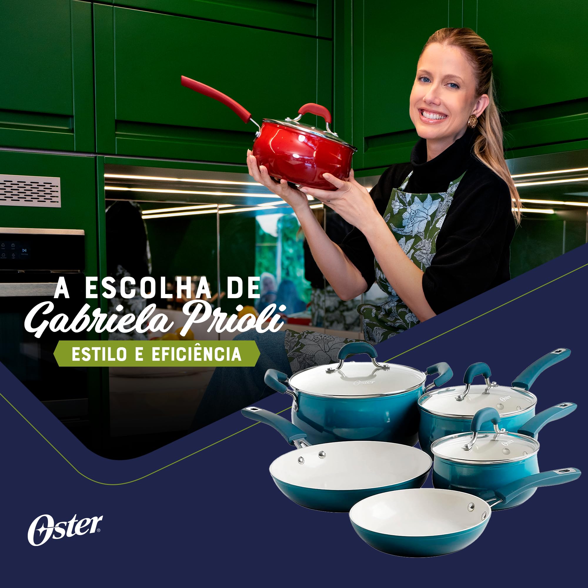 Oster Corbett 8-Piece Forged Aluminum Cookware Set - Ceramic Non-Stick Induction Compatible Pots and Pans with Soft-Touch Bakelite Handles & Tempered Glass Lids - Gradient Teal - Perfect for Everyday Cooking, Family Meals & Professional Kitchens