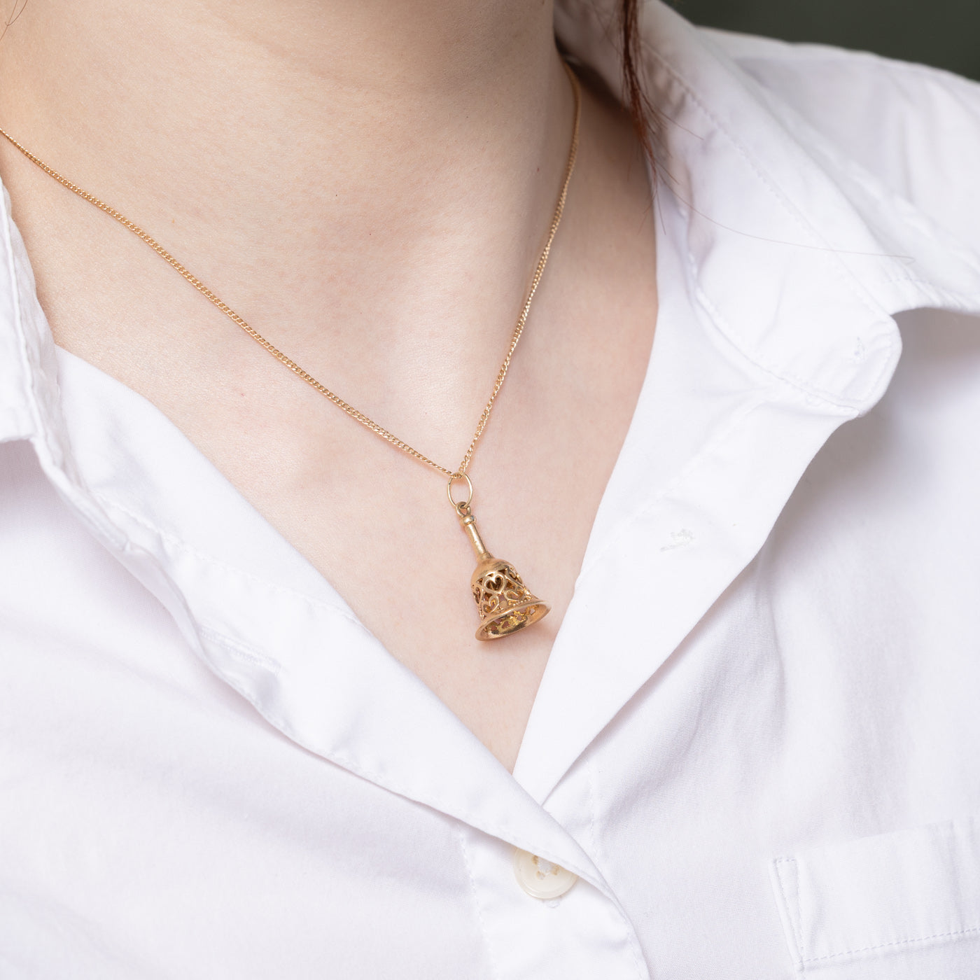 9K Yellow Gold Heart Bell Charm Pendant - Elegant Jewelry for Necklace, Bracelet & Gift - Perfect for Valentine's Day, Anniversary & Special Occasions
