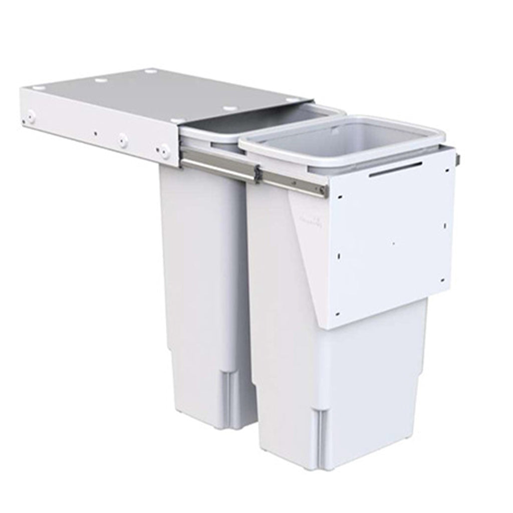 Hideaway Waste Bin - Compact Soft Close Trash Can 2x35L (Door Pull) - Perfect for Kitchen, Bathroom, and Office Organization