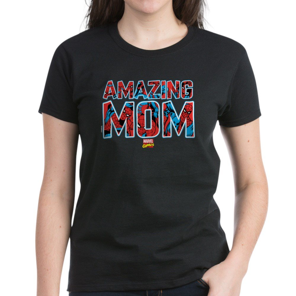Spider-Man Mom T-Shirt for Women - 100% Cotton Superhero Graphic Tee - Perfect for Mother's Day, Birthday Gifts & Marvel Fan Apparel