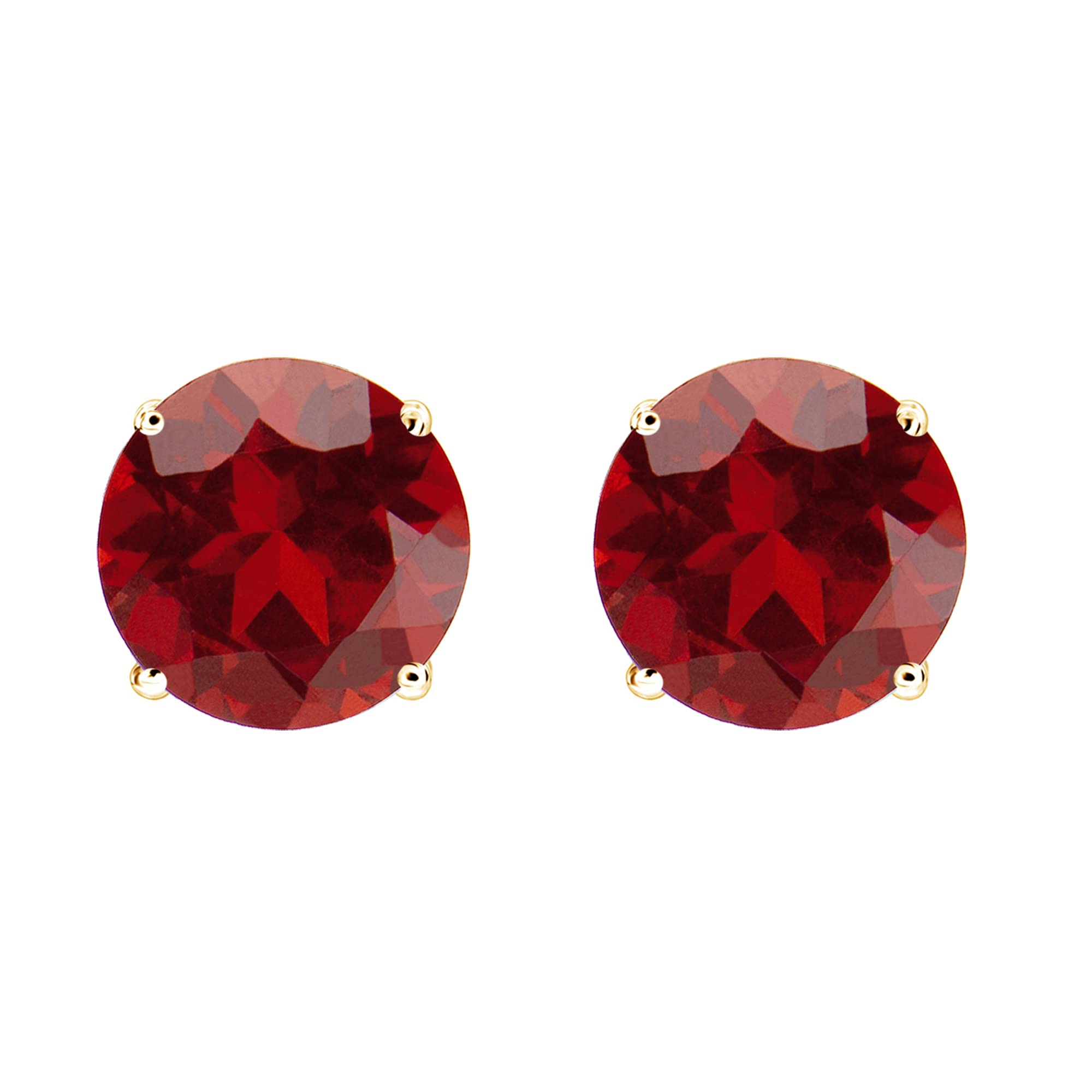 Natural Garnet Stud Earrings in 14K Gold Over Sterling Silver - Elegant Jewelry for Women, Gift for Her, Perfect for Parties, Weddings & Everyday Wear