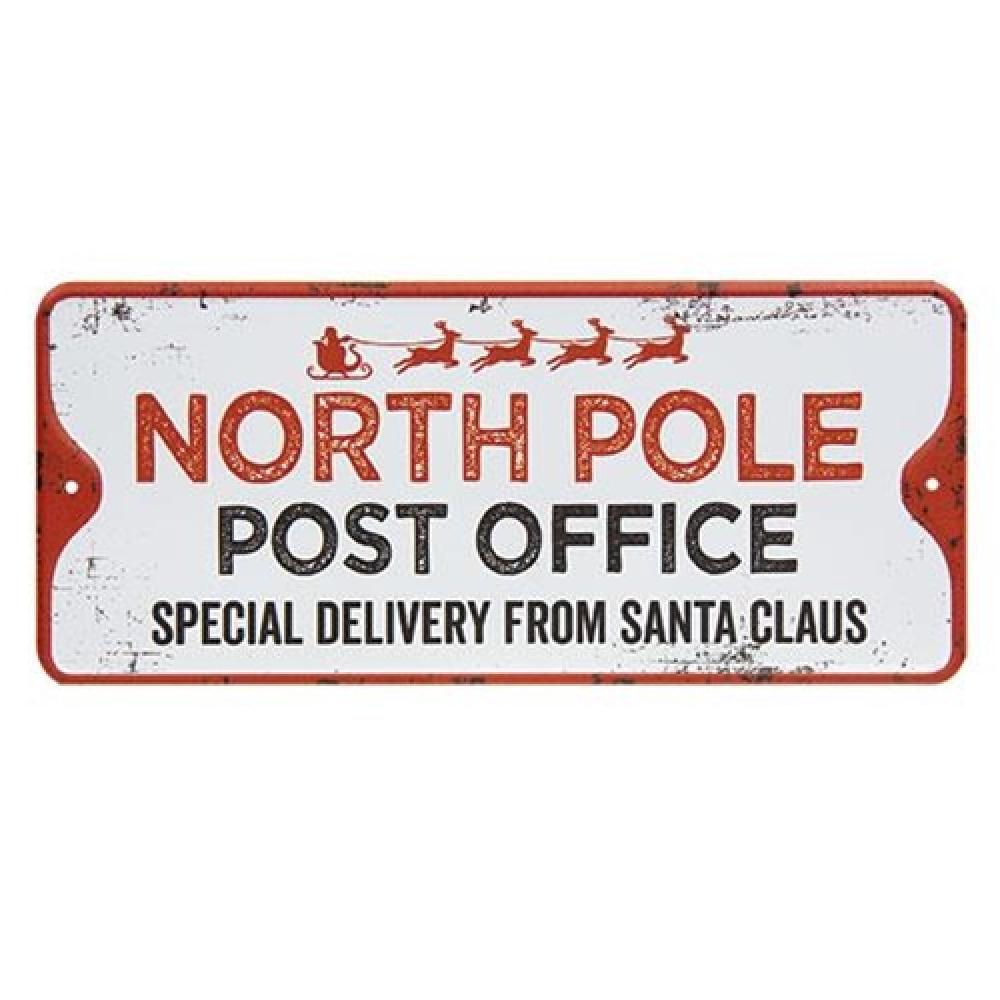 Vintage North Pole Metal Sign - Rustic Christmas Wall Decor for Home, Bar & Office - Perfect for Holiday & Winter Decorations