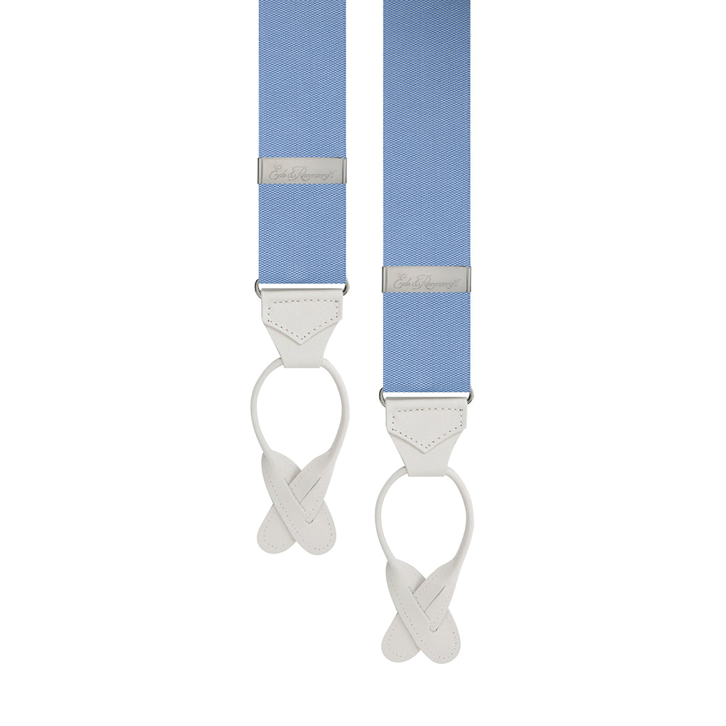 Premium Light Blue Barathea Braces for Men - Classic Adjustable Suspenders for Formal Wear & Vintage Style Outfits | Perfect for Weddings, Business Attire & Retro Fashion