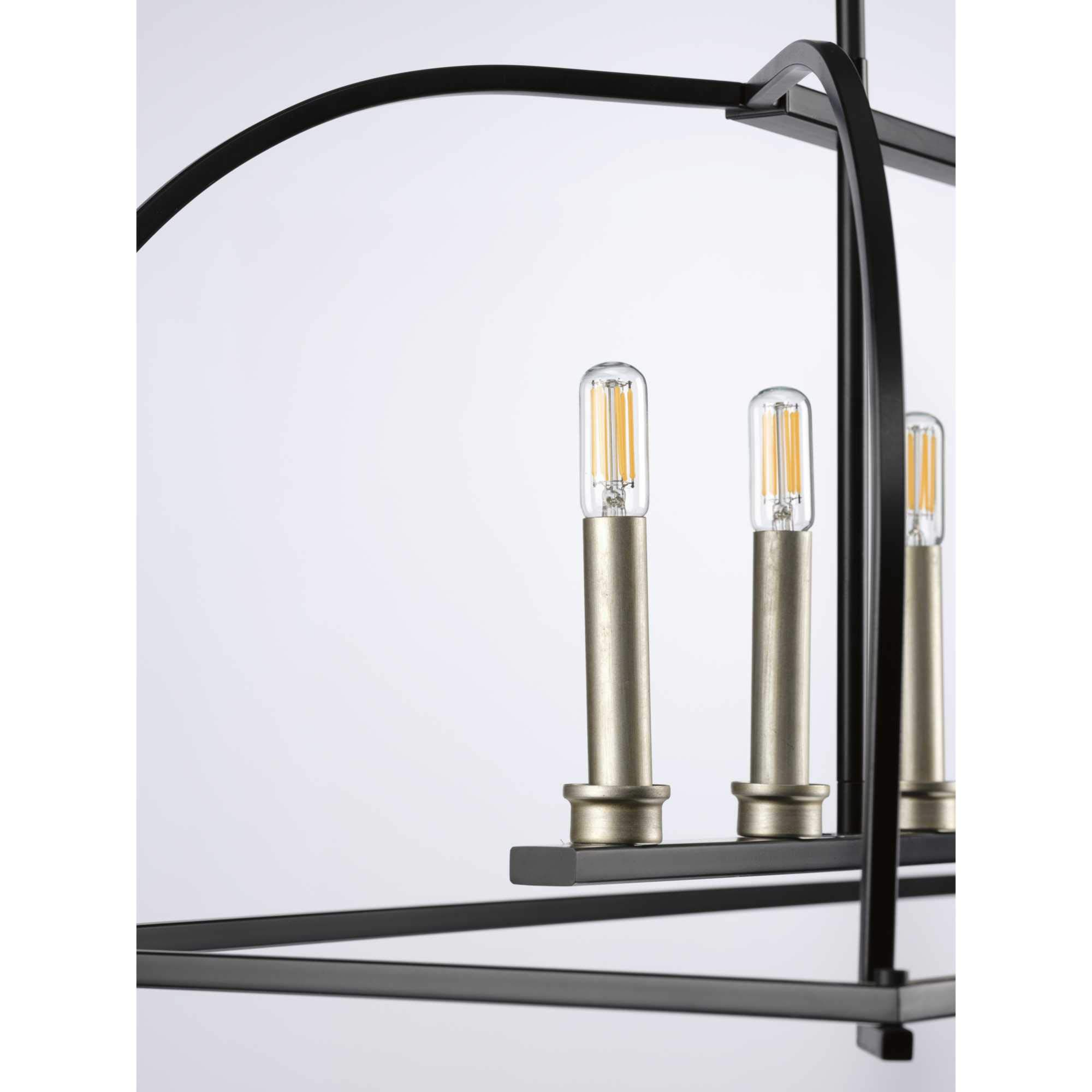 Progress Lighting Seneca Collection 6-Light Farmhouse Chandelier in Matte Black - Rustic Dining Room Pendant Light for Kitchen, Living Room & Entryway