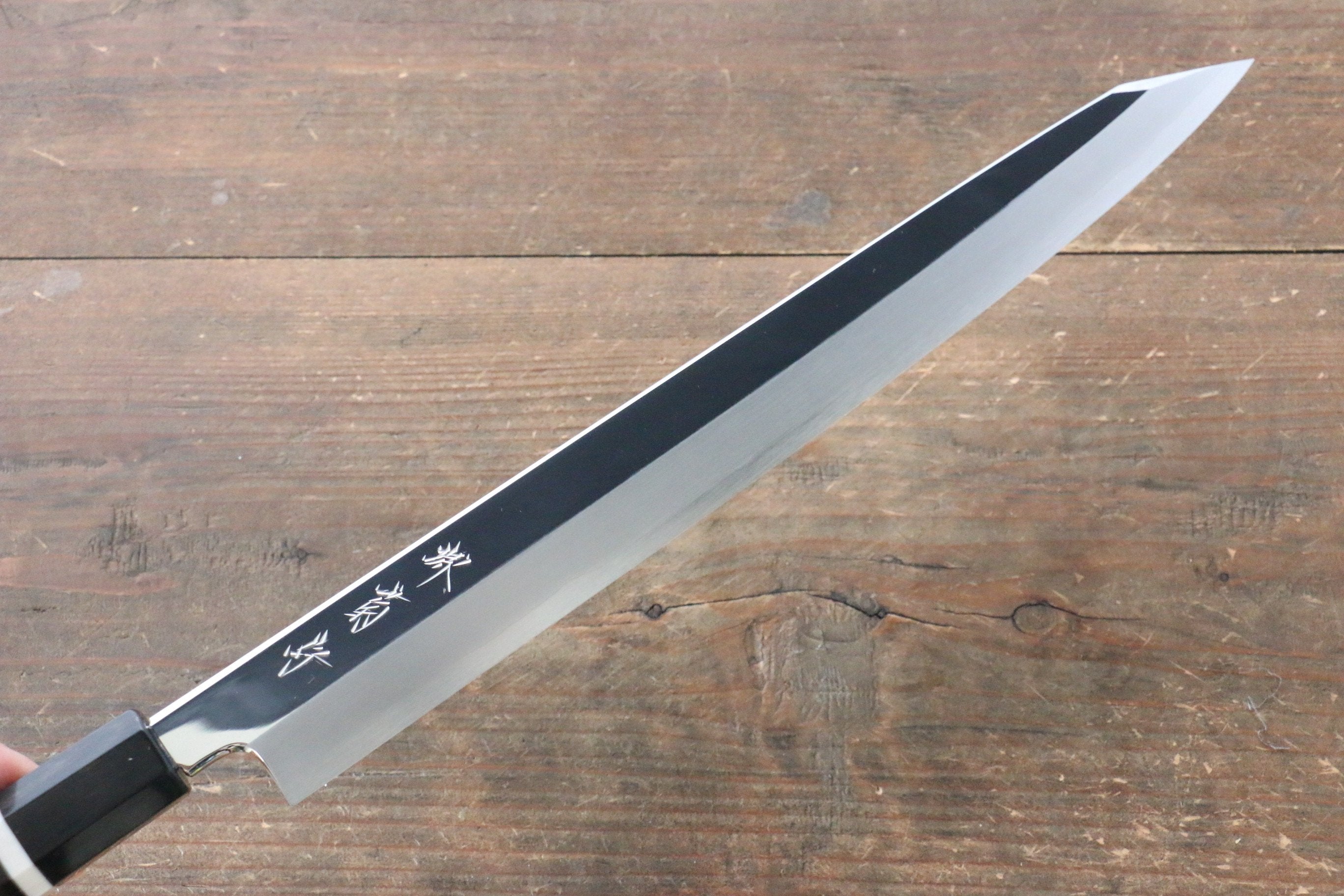 Premium Kikumori SG2 Kiritsuke Yanagiba 300mm Japanese Chef Knife - Mirror Polished Stainless Steel Blade with Ebony Wood Handle & White Ring - Perfect for Sushi, Sashimi & Precision Cutting