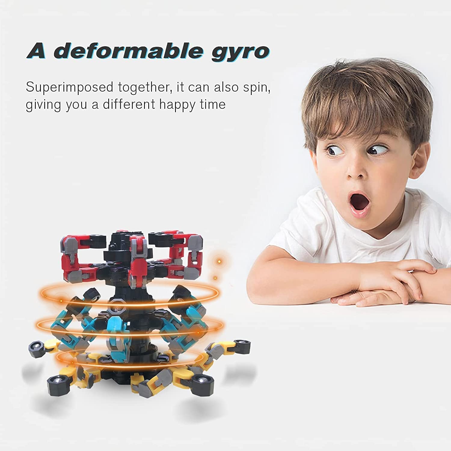 3Pcs Fidget Spinners - DIY Robot Fingertip Toys, Stress Relief Decompression Toys for Kids & Adults, Creative Deformable Mechanical Gyro & Chain Spinner - Perfect for Office, Classroom and Anxiety Relief