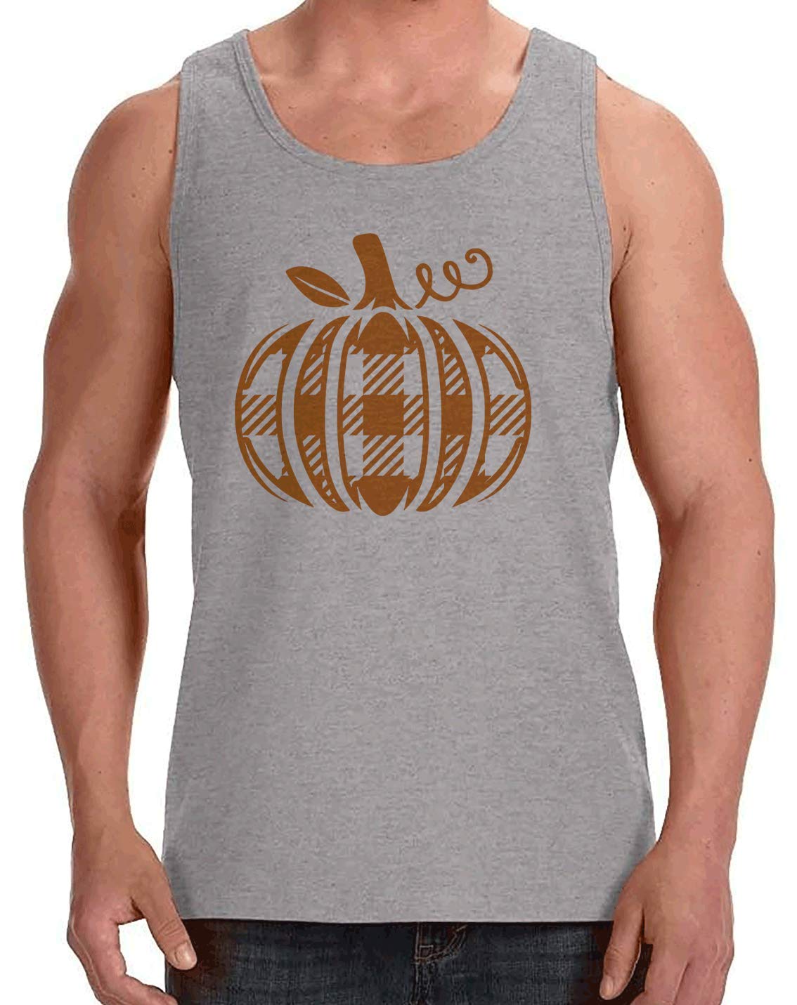 Men's Orange Plaid Pumpkin Shirt - 7 ate 9 Apparel | Casual Fall Fashion for Thanksgiving, Halloween & Autumn Outfits