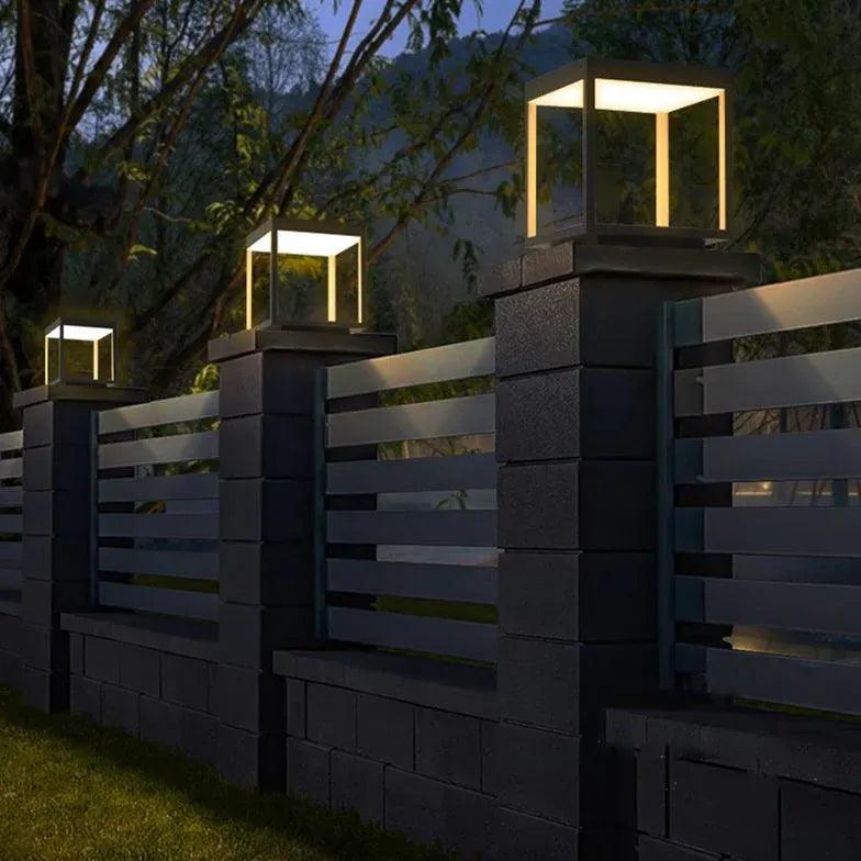 Modern Solar Outdoor Pillar Lights - Waterproof Square Design for Garden, Pathway, and Patio Lighting | Energy-Efficient Landscape Lighting for Home & Yard Decor