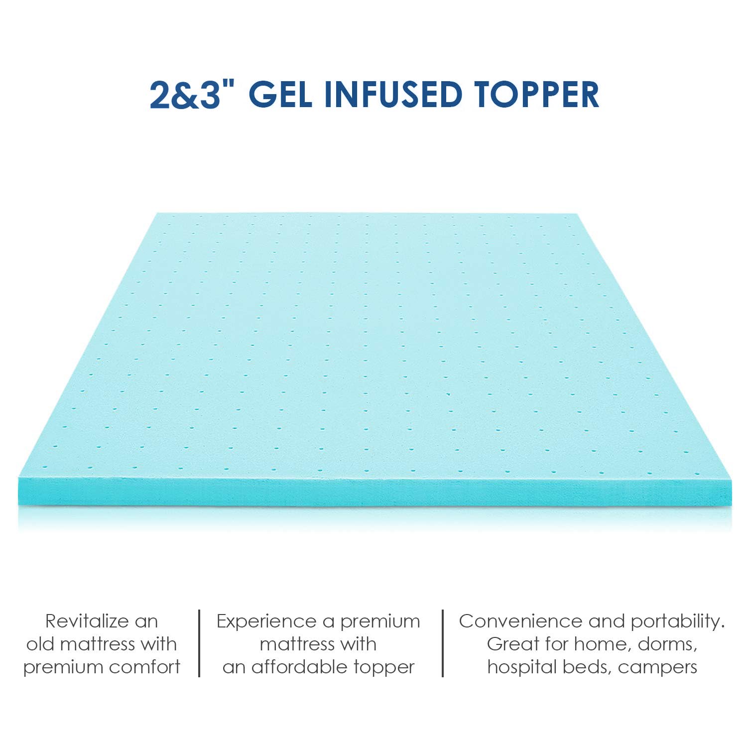 2 Inch Gel-Infused Memory Foam Mattress Topper Twin Size - CertiPUR-US Certified Pressure Relief Bed Topper for Back Pain | Perfect for Bedroom, Guest Room, Floor Mattress, Camping & RV Use