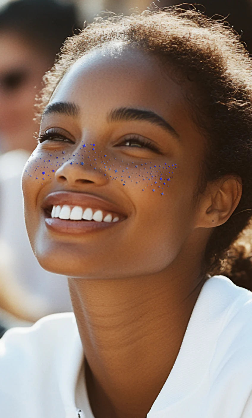 Fazit Blue Spirit Speckles Makeup Patches - Team Spirit Collection | Temporary Face & Body Art for Sports Events, Halloween & Cosplay