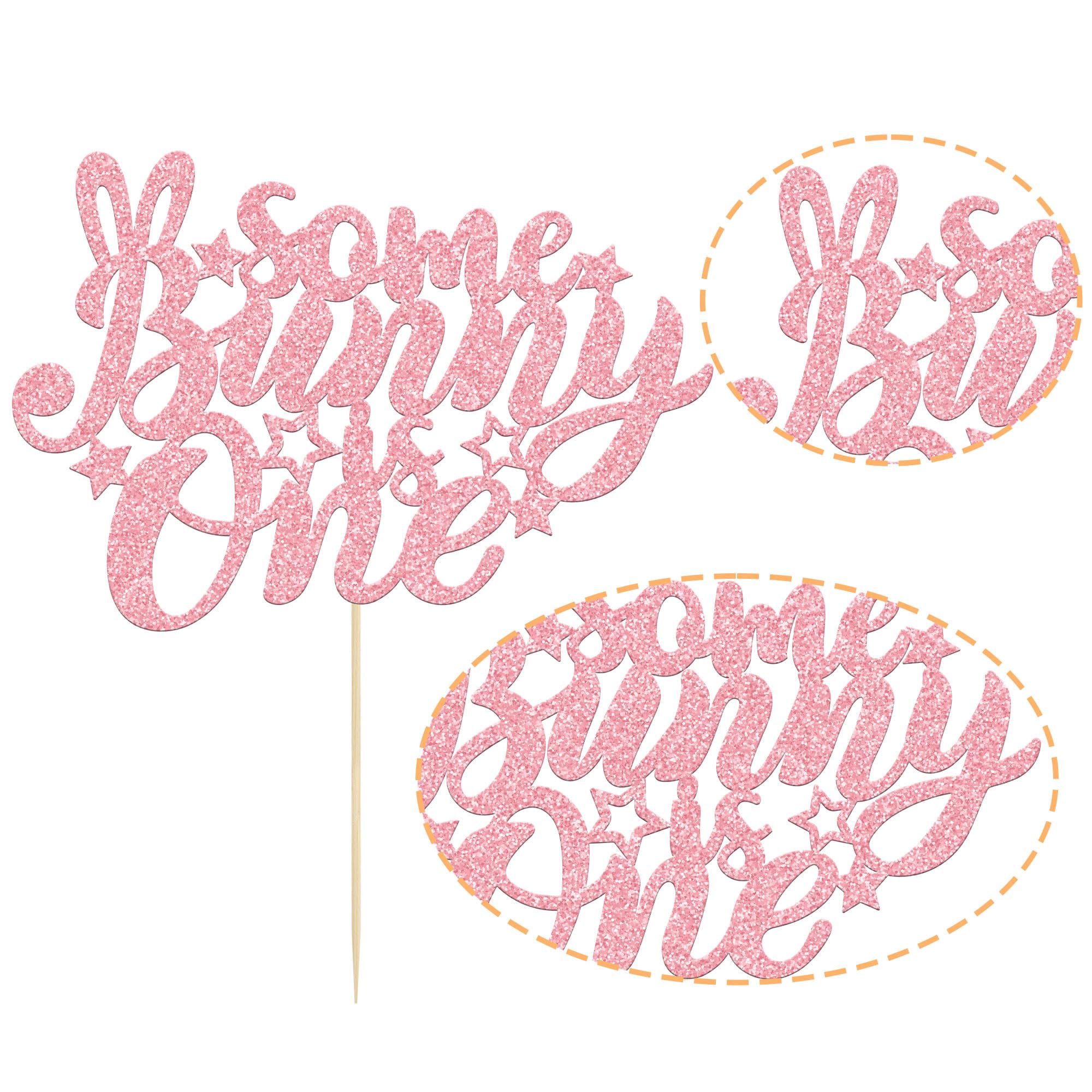 Gyufise Pink Glitter Some Bunny Is One Cake Topper - Easter Cake Decorations for 1st Birthday Party, Baby Shower & Spring Celebrations - Perfect for Boys & Girls Birthday Decor, Easter Theme Parties & Special Occasions