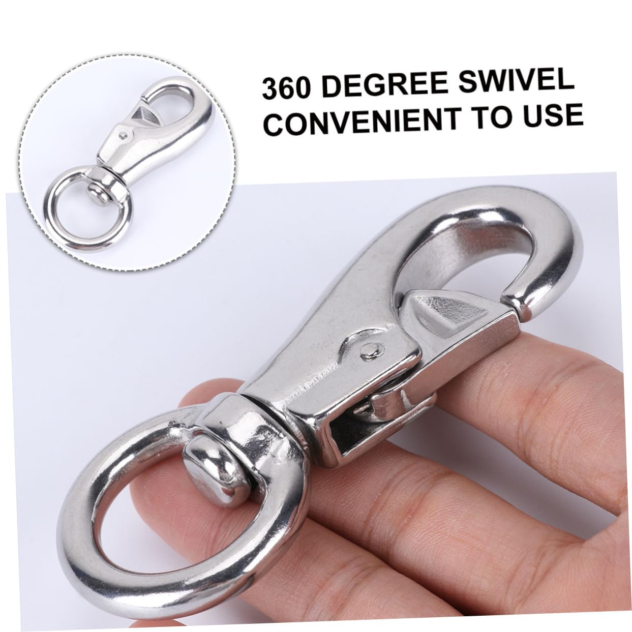 Kisangel 2-Pack Heavy Duty Stainless Steel Swivel Hooks - 360° Rotating Snap Hooks for Ceiling Hanging Chairs, Dog Leashes, Wall Mounts & Outdoor Gear - Durable Metal Trigger Snap Hooks for Home, Gym, Camping & Marine Use