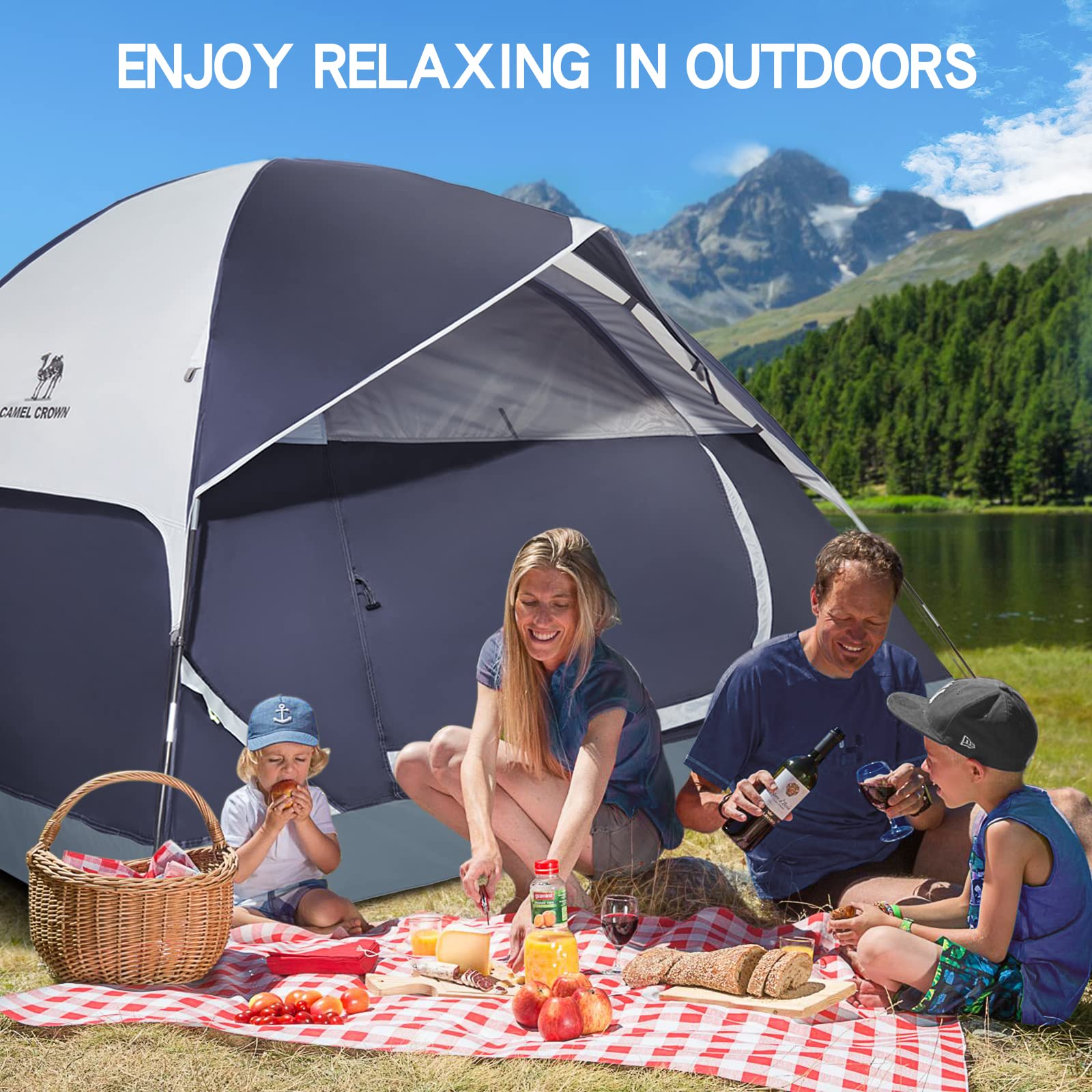 CAMEL CROWN 2-5 Person Camping Tent - Waterproof & Lightweight for Hiking, Backpacking, Outdoor Adventures