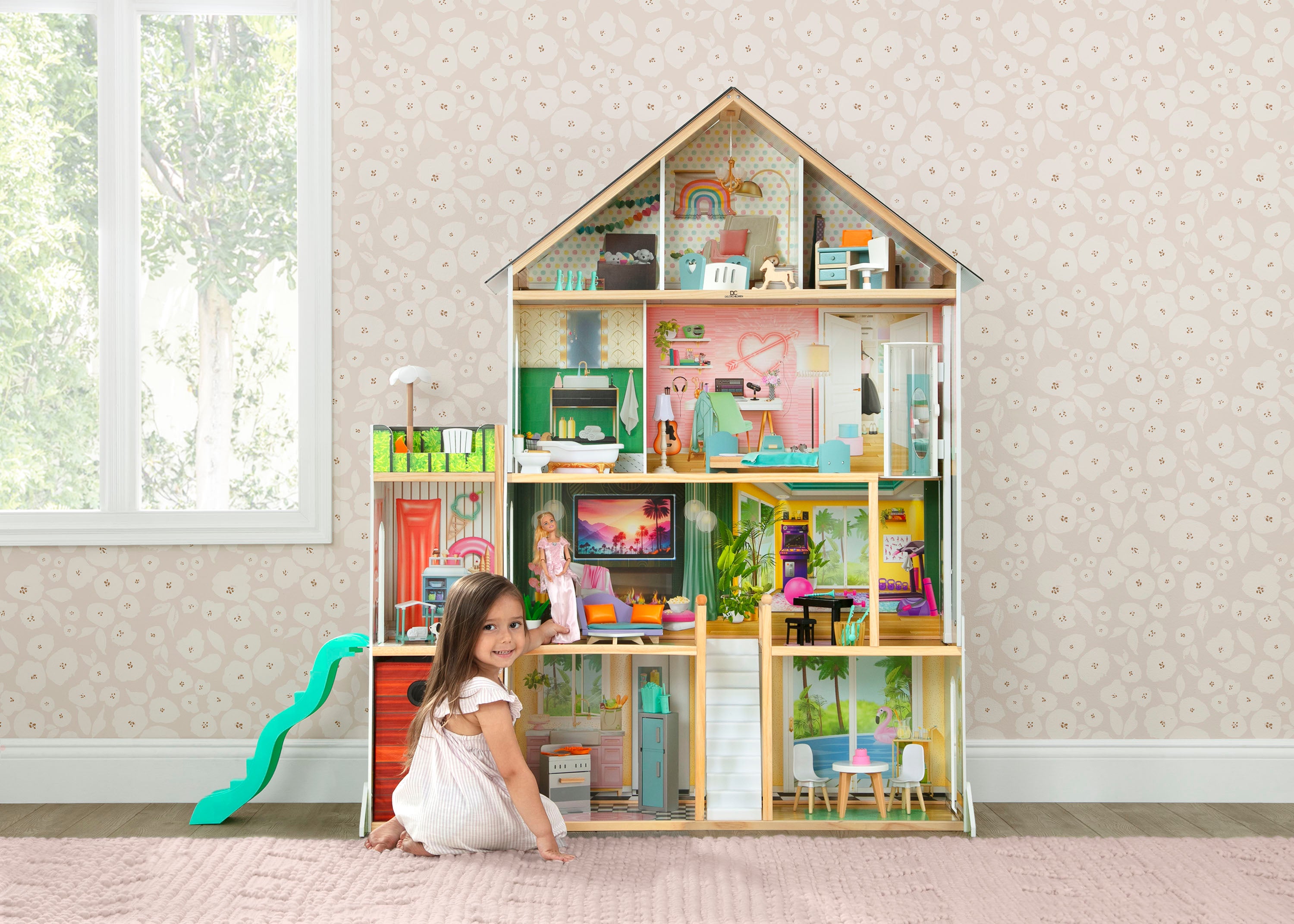 Deluxe Maui Dollhouse for Kids - Wooden Playhouse with Furniture & Accessories - Perfect for Pretend Play, Birthday Gifts & Home Decor