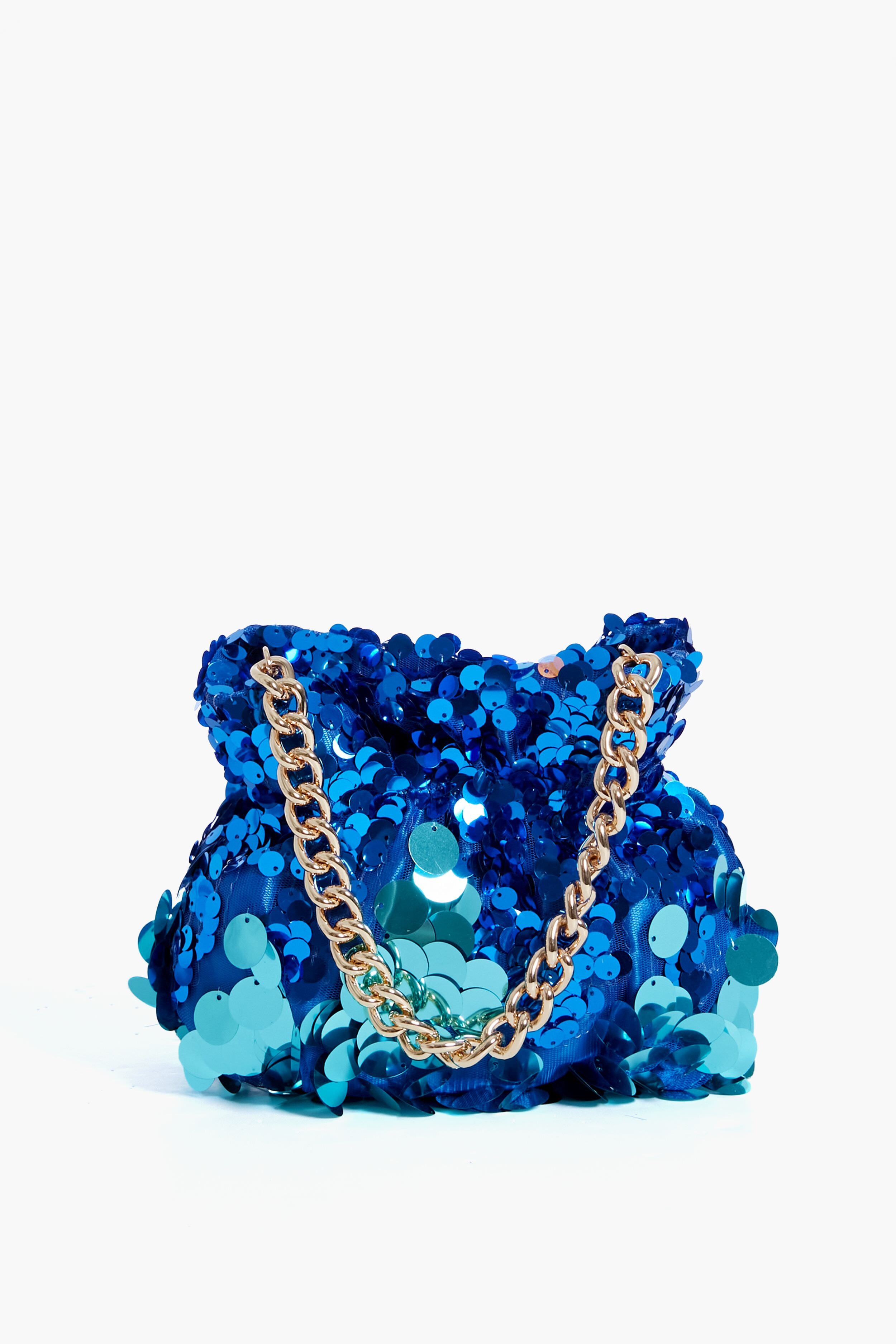 Blue Pedro Sequin Pouch - Glittery Clutch for Women | Perfect for Parties, Weddings & Evening Events | Trendy Fashion Accessory