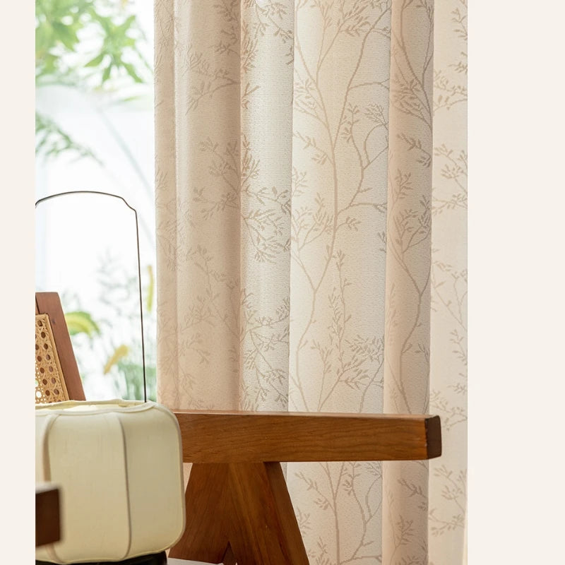 Custom Willow Gauze Tree Textured Jacquard Sheer Curtains - Elegant Window Treatments for Living Room, Bedroom & Home Decor