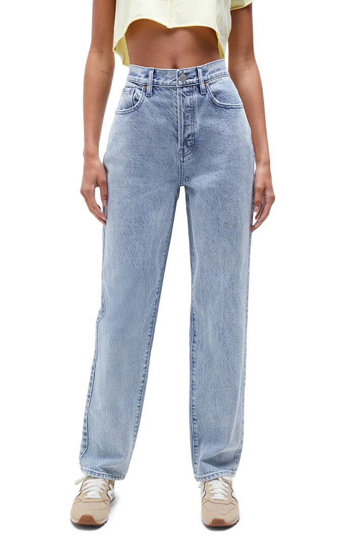 PacSun Women's Eco-Friendly Light Blue Dad Jeans - High Waisted Vintage Denim Pants for Casual Wear & Street Style