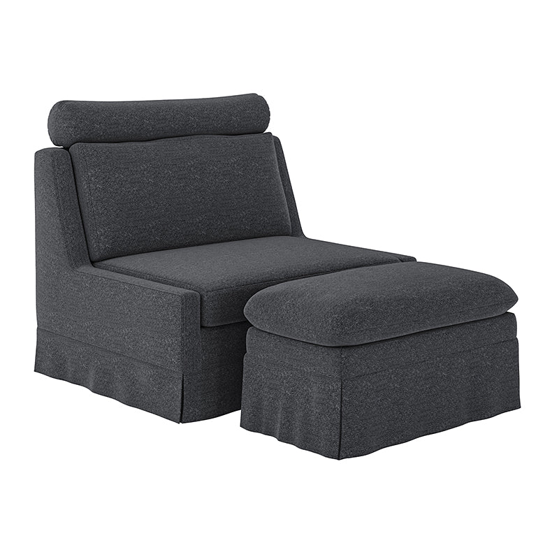 Tobias Modern Style 45W Slipcovered Living Room Chair with Ottoman - Comfortable Lounge Chair for Living Room, Bedroom & Office