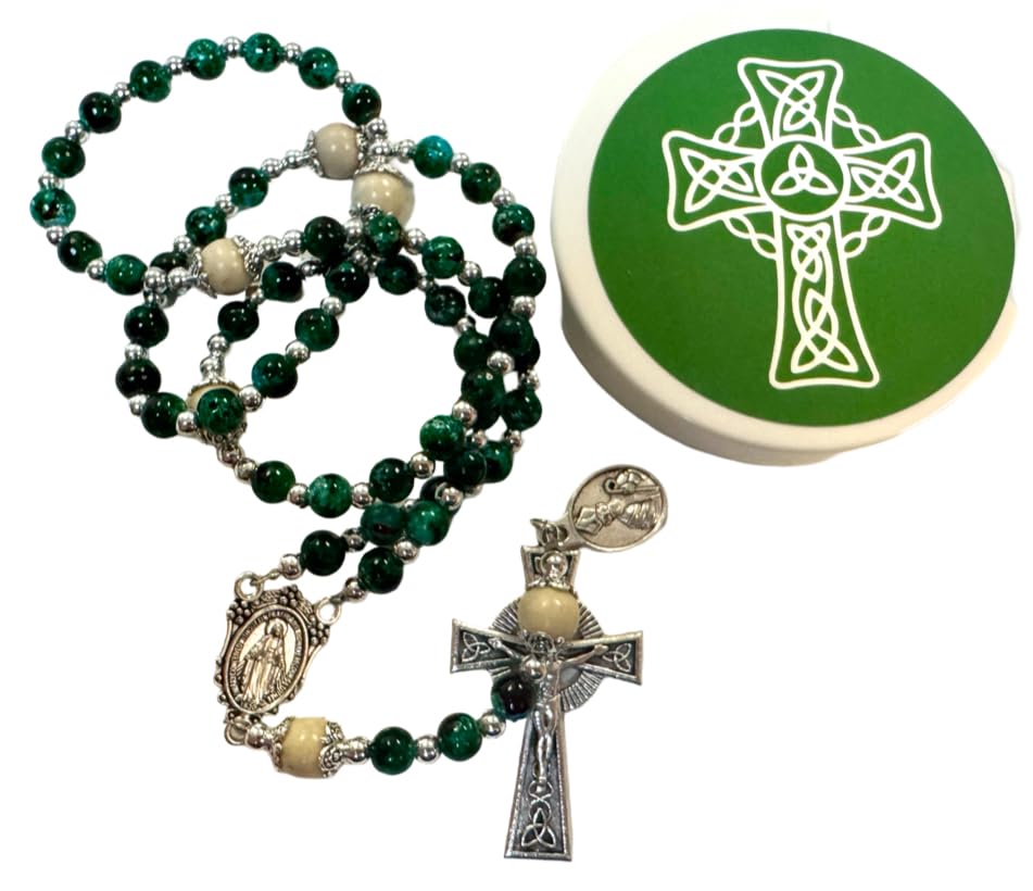 Westmon Works Saint Patrick Irish Rosary with Protective Case - Catholic Prayer Beads for Religious Devotion, Gifts & Travel
