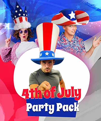 Funny Patriotic Uncle Sam USA Flag Foam Party Hat - 4th of July Independence Day Costume Accessory for Men & Dad - Perfect for Crazy Hat Day, Themed Parties & National Celebrations