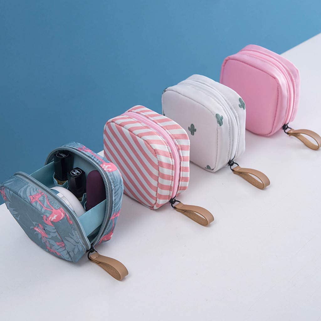 Favria Waterproof Makeup Bag for Women & Girls - Pink Stripes Cosmetic Organizer, Travel Toiletry Pouch - Perfect for Travel, Gym, and Daily Essentials Storage