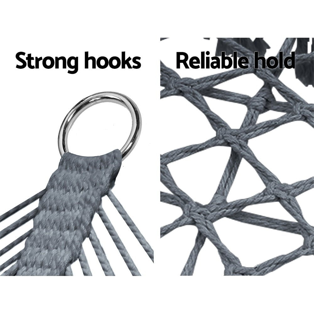 Portable 2-Person Grey Hammock Chair for Outdoor Camping, Backyard Relaxation & Travel - Lightweight & Easy to Hang
